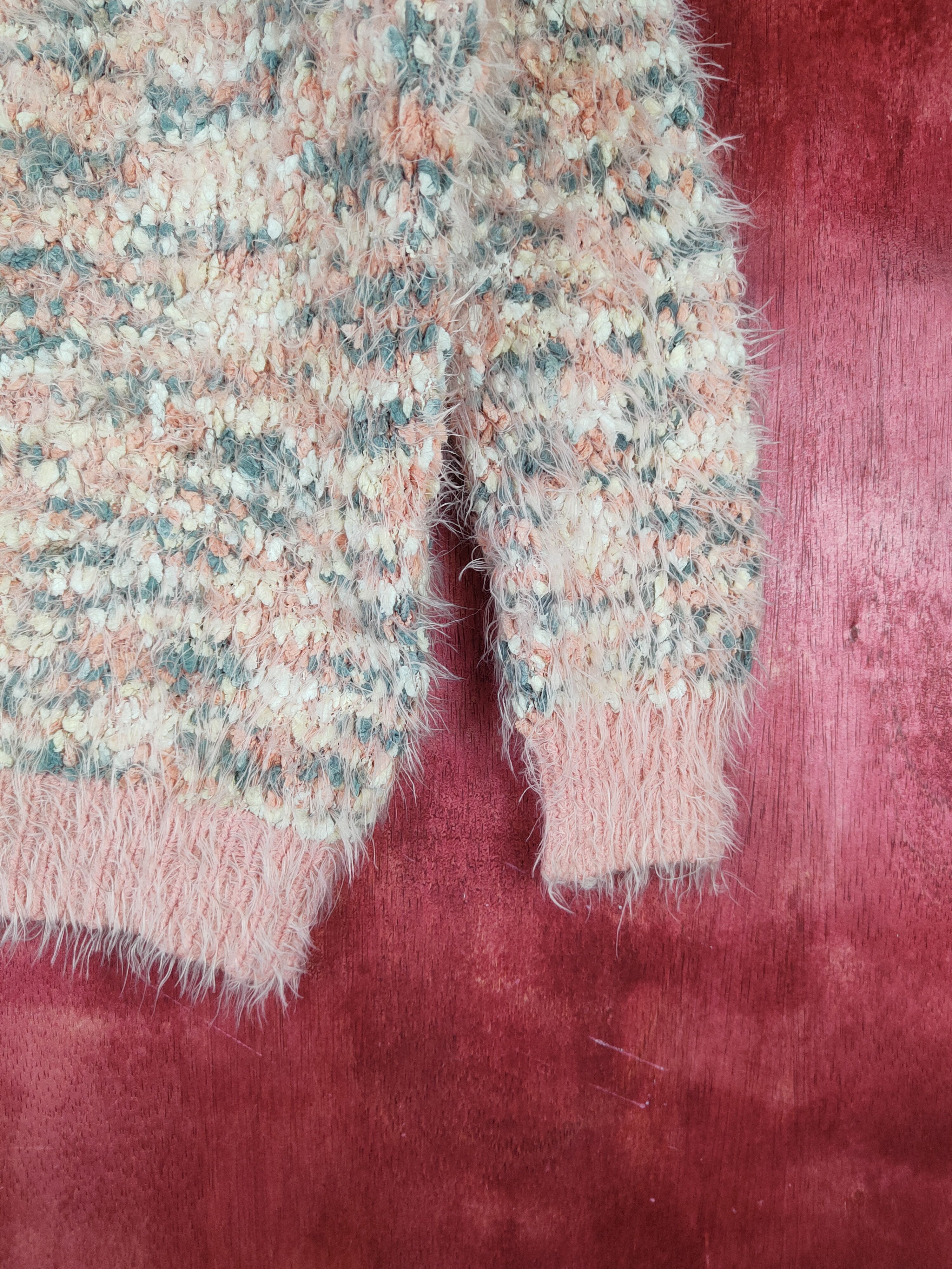 Japanese Brand Cecil McBee Peach Shag Shaggy Fur Mohair Knitwear #S798 Size M / US 6-8 / IT 42-44 - 6 Thumbnail