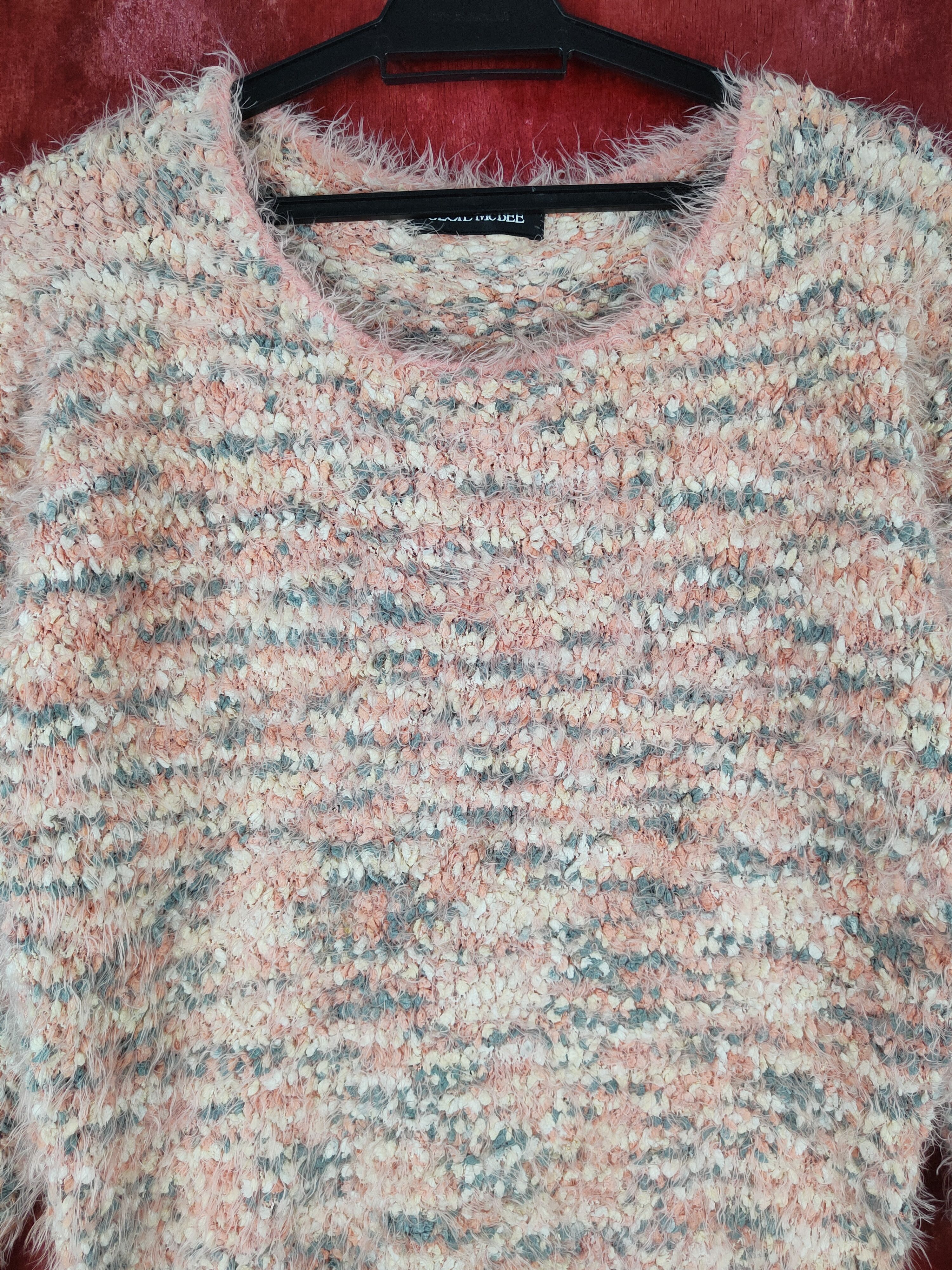 Japanese Brand Cecil McBee Peach Shag Shaggy Fur Mohair Knitwear #S798 Size M / US 6-8 / IT 42-44 - 2 Thumbnail