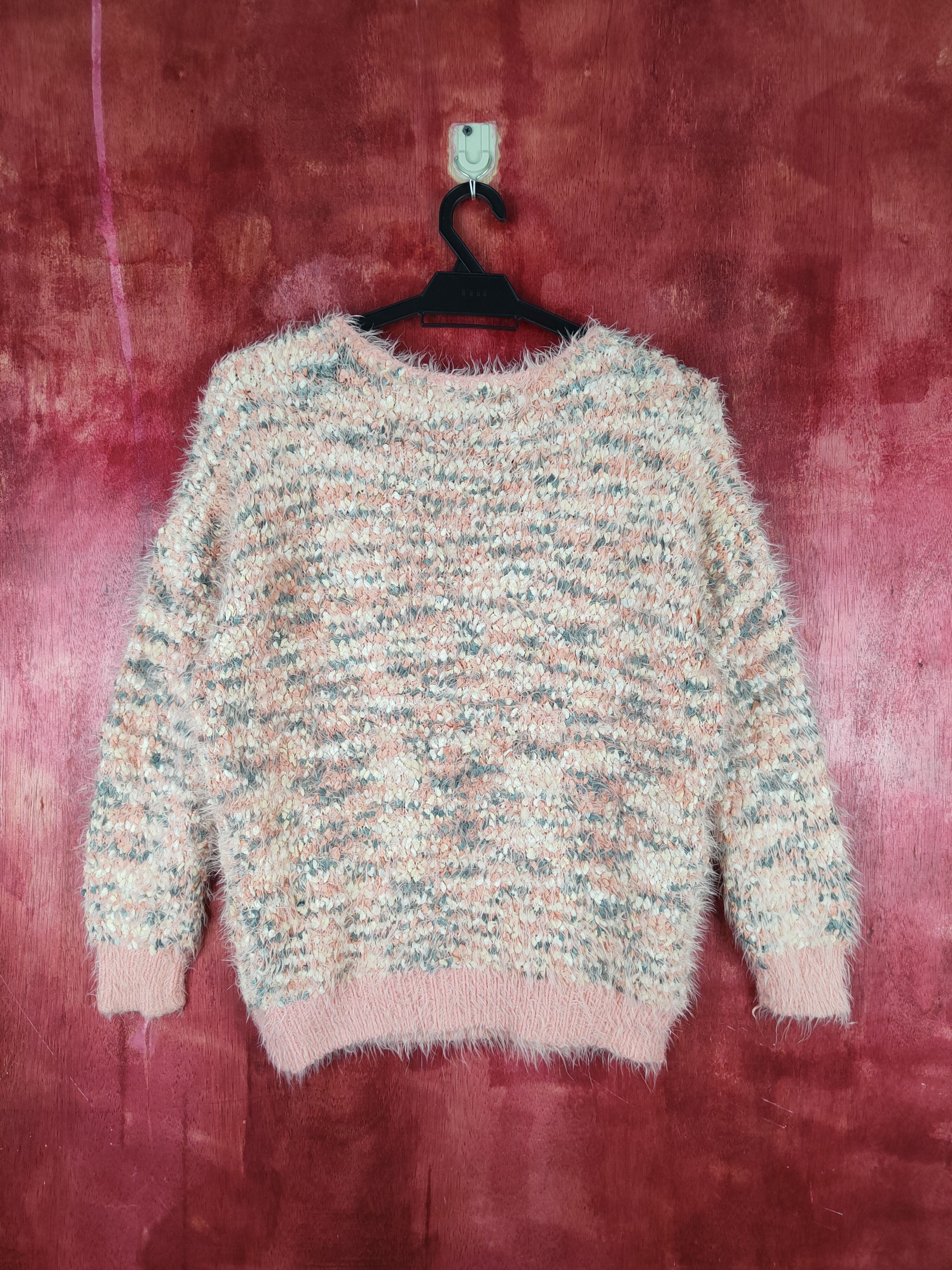 Japanese Brand Cecil McBee Peach Shag Shaggy Fur Mohair Knitwear #S798 Size M / US 6-8 / IT 42-44 - 7 Thumbnail