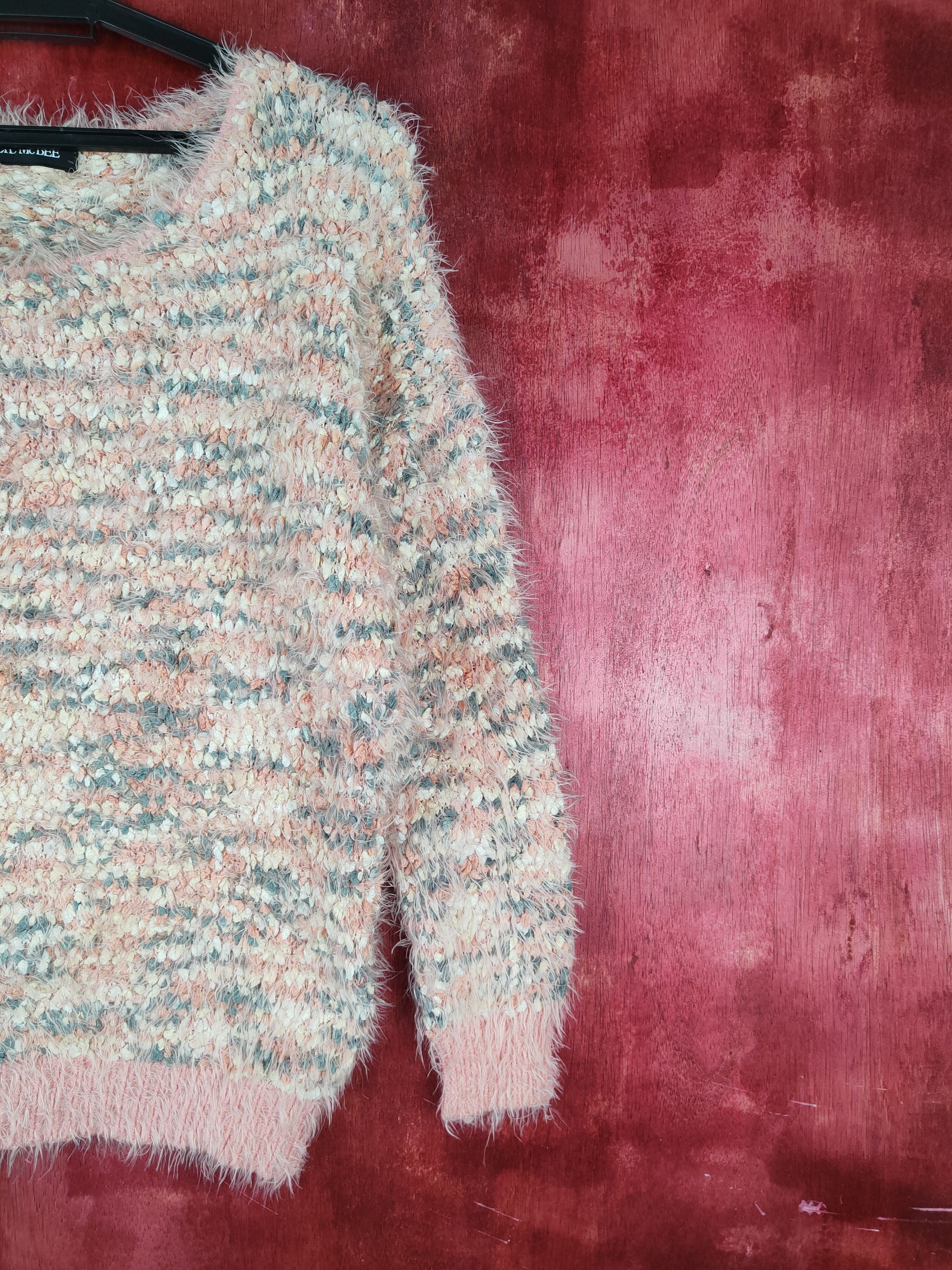 Japanese Brand Cecil McBee Peach Shag Shaggy Fur Mohair Knitwear #S798 Size M / US 6-8 / IT 42-44 - 5 Thumbnail