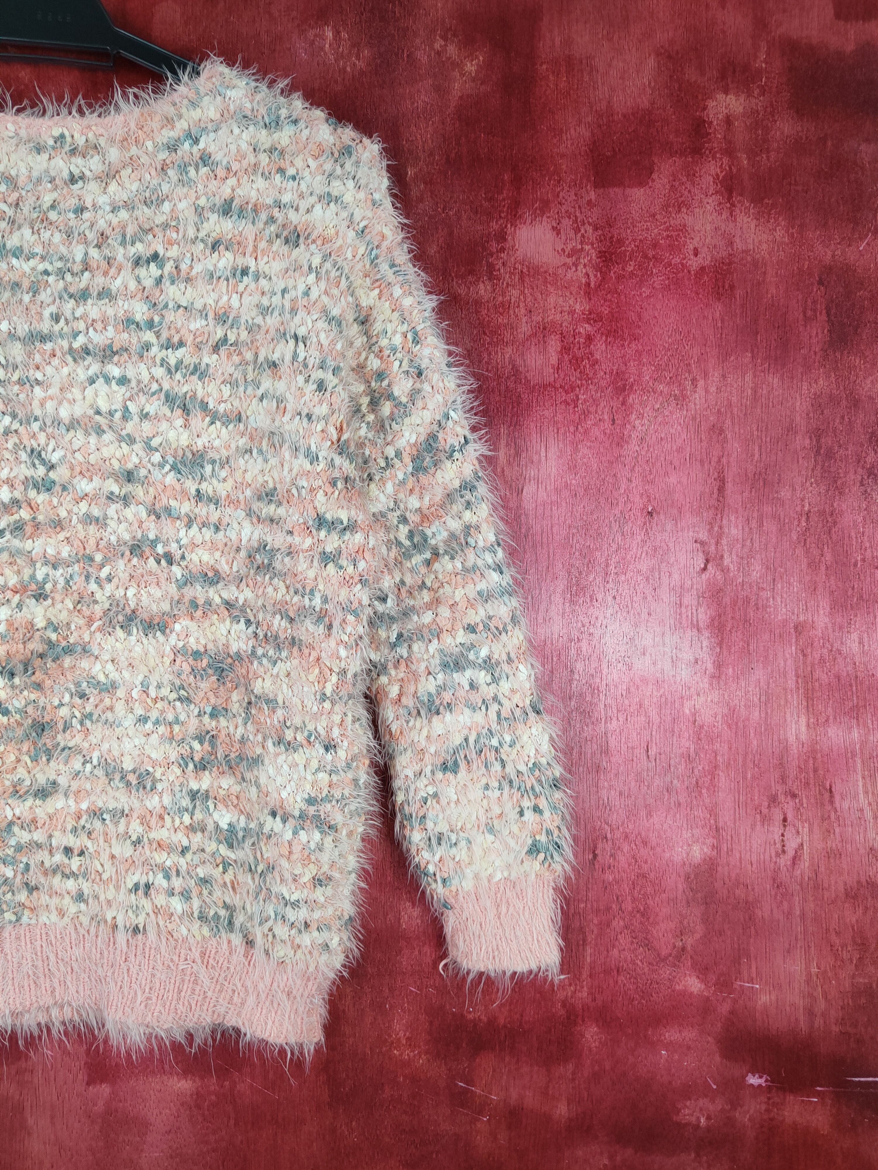 Japanese Brand Cecil McBee Peach Shag Shaggy Fur Mohair Knitwear #S798 Size M / US 6-8 / IT 42-44 - 9 Thumbnail