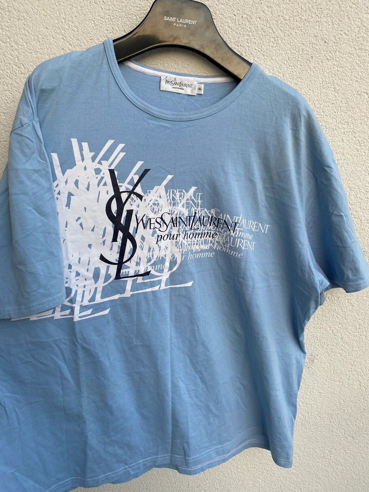 Yves Saint Laurent Blue YSL T-shirt Big Logo Size US XL / EU 56 / 4 - 6 Thumbnail