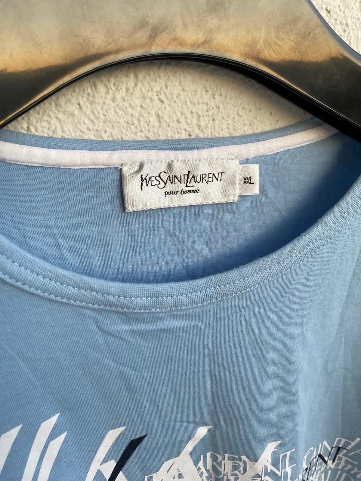Yves Saint Laurent Blue YSL T-shirt Big Logo Size US XL / EU 56 / 4 - 4 Thumbnail