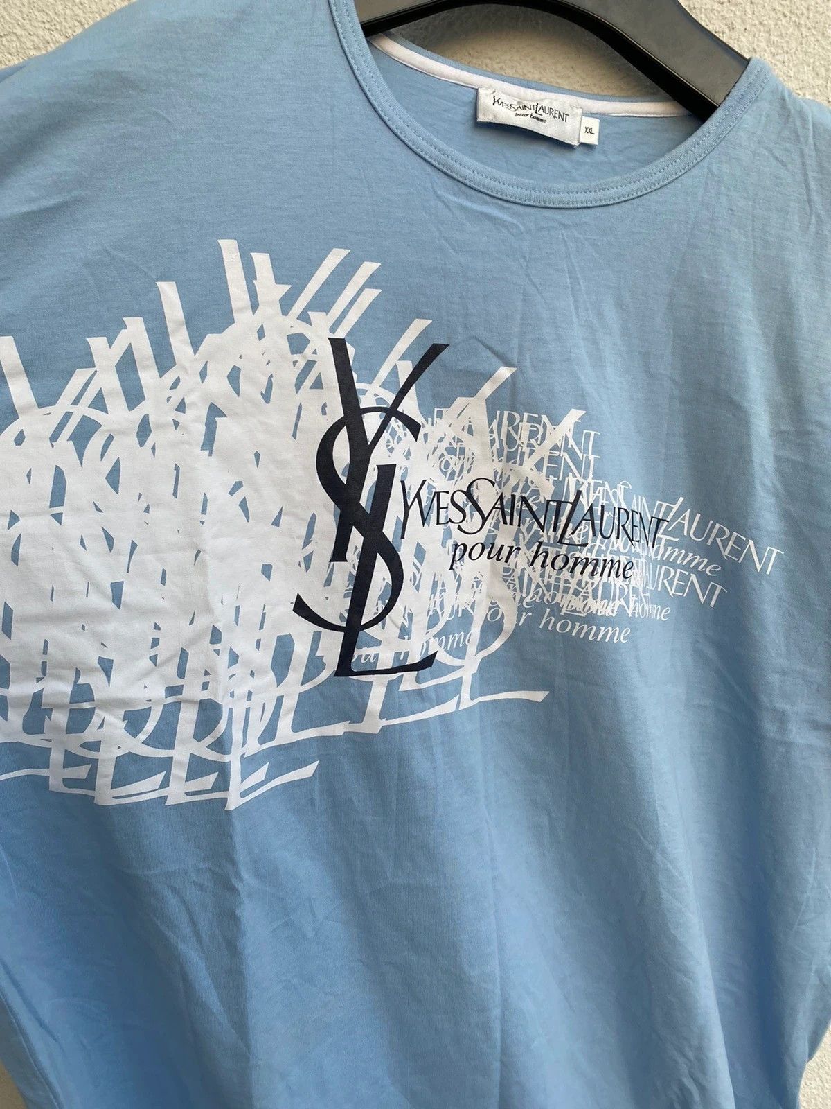 Yves Saint Laurent Blue YSL T-shirt Big Logo Size US XL / EU 56 / 4 - 9 Thumbnail