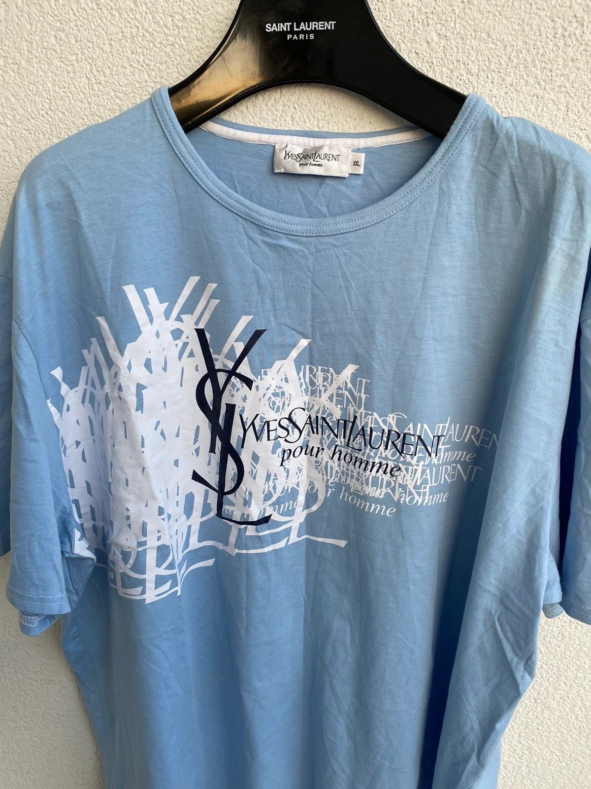 Yves Saint Laurent Blue YSL T-shirt Big Logo Size US XL / EU 56 / 4 - 7 Thumbnail