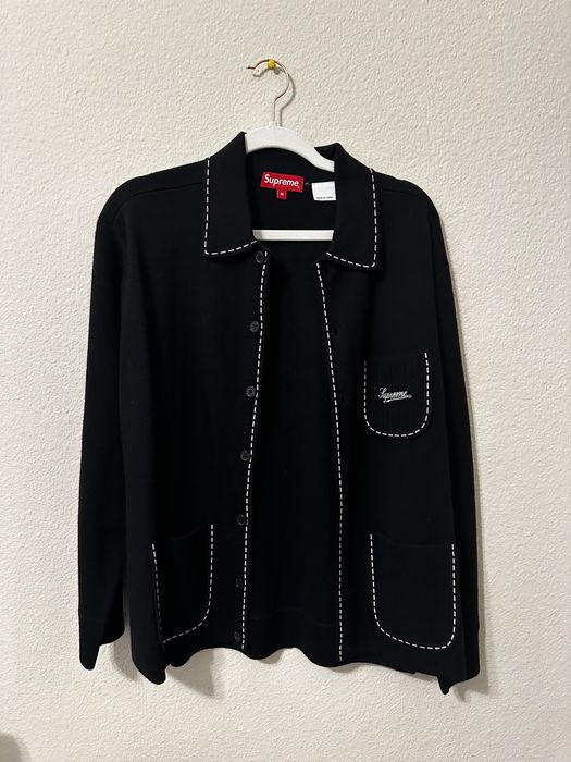 Supreme Contrast Stitch Button Up Black Men's - FW22 - US