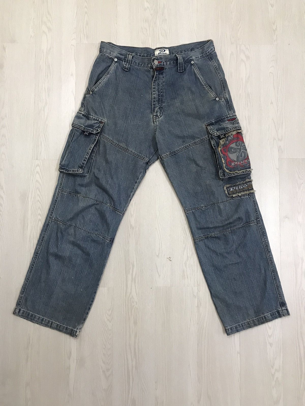 If Six Was Nine × Japanese Brand × Vintage Vintage Piko Japan Cargo Pants Hawaiian Denim Size US 36 / EU 52 - 1 Thumbnail