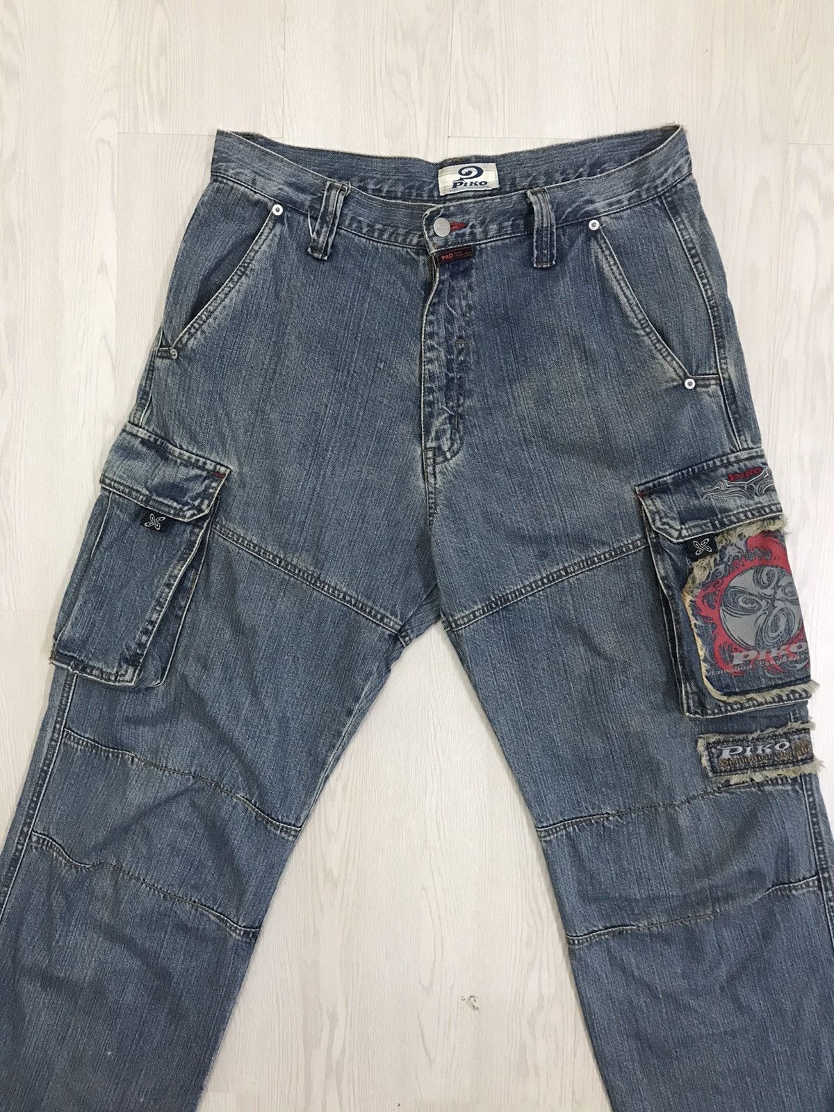 If Six Was Nine × Japanese Brand × Vintage Vintage Piko Japan Cargo Pants Hawaiian Denim Size US 36 / EU 52 - 3 Thumbnail