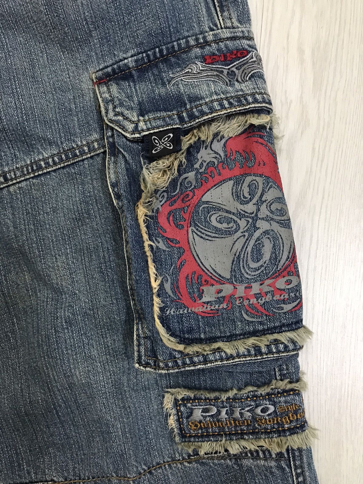 If Six Was Nine × Japanese Brand × Vintage Vintage Piko Japan Cargo Pants Hawaiian Denim Size US 36 / EU 52 - 8 Thumbnail