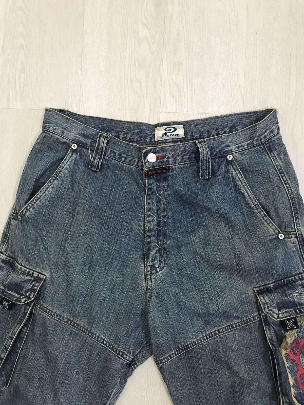 If Six Was Nine × Japanese Brand × Vintage Vintage Piko Japan Cargo Pants Hawaiian Denim Size US 36 / EU 52 - 5 Thumbnail