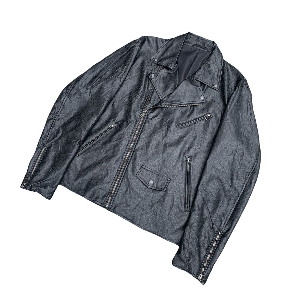 Japanese Brand × Vintage 🔥NeedGone🔥Vintage GU Leather Biker Jacket Size US L / EU 52-54 / 3 - 3 Thumbnail