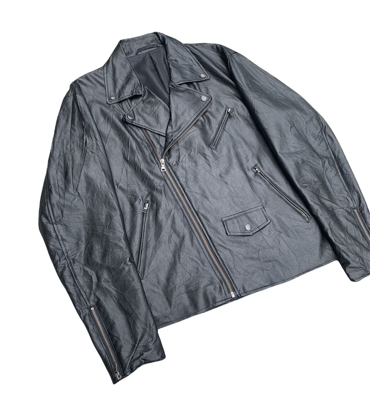 Japanese Brand × Vintage 🔥NeedGone🔥Vintage GU Leather Biker Jacket Size US L / EU 52-54 / 3 - 4 Thumbnail