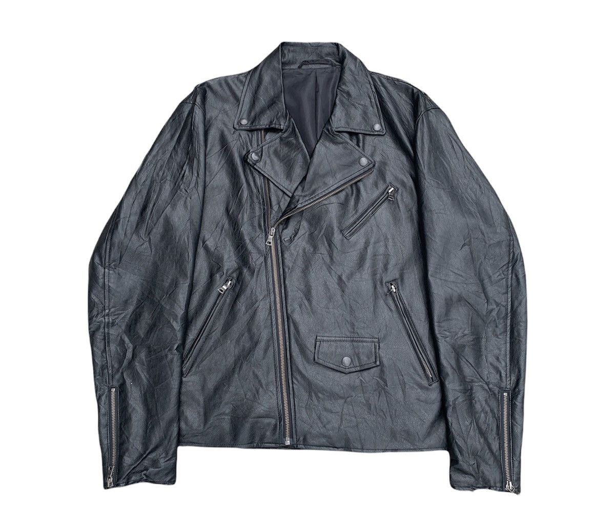 Japanese Brand × Vintage 🔥NeedGone🔥Vintage GU Leather Biker Jacket Size US L / EU 52-54 / 3 - 1 Thumbnail