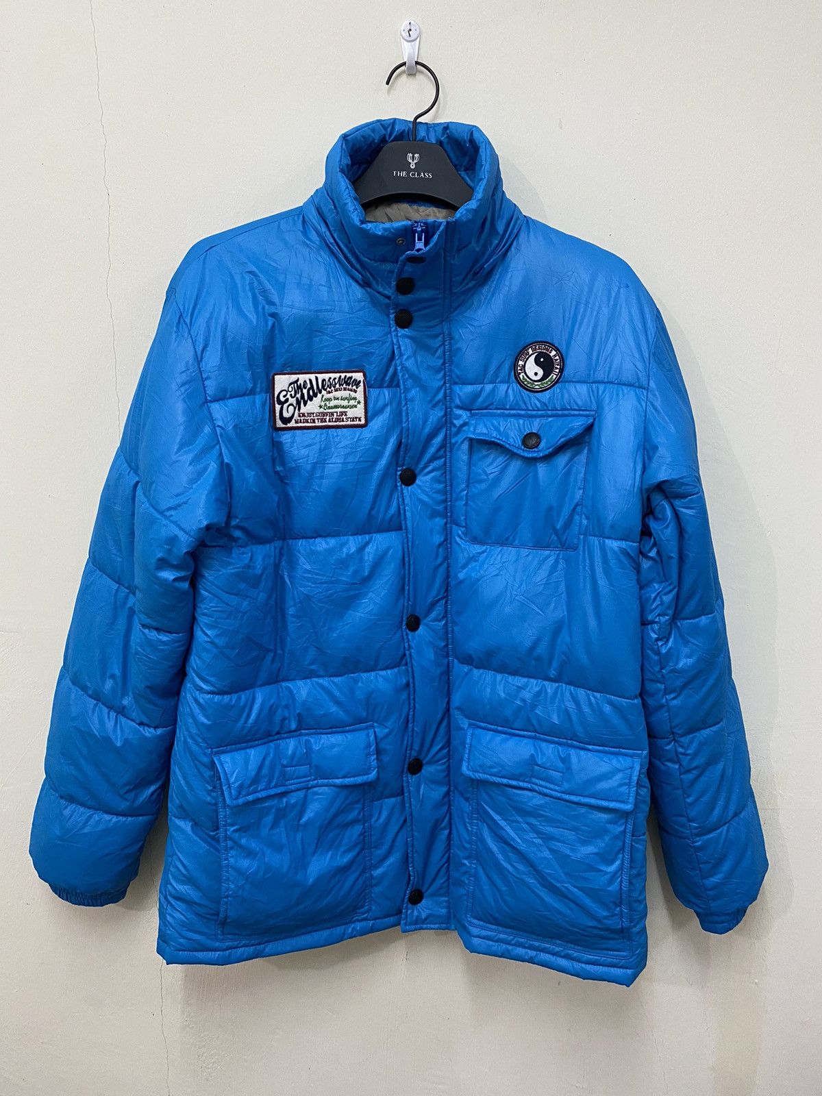 image of Made In Hawaii x Surf Style T&c Surf Design Hawaii Puffer Jacket in Sky Blue, Men's (Size XL)