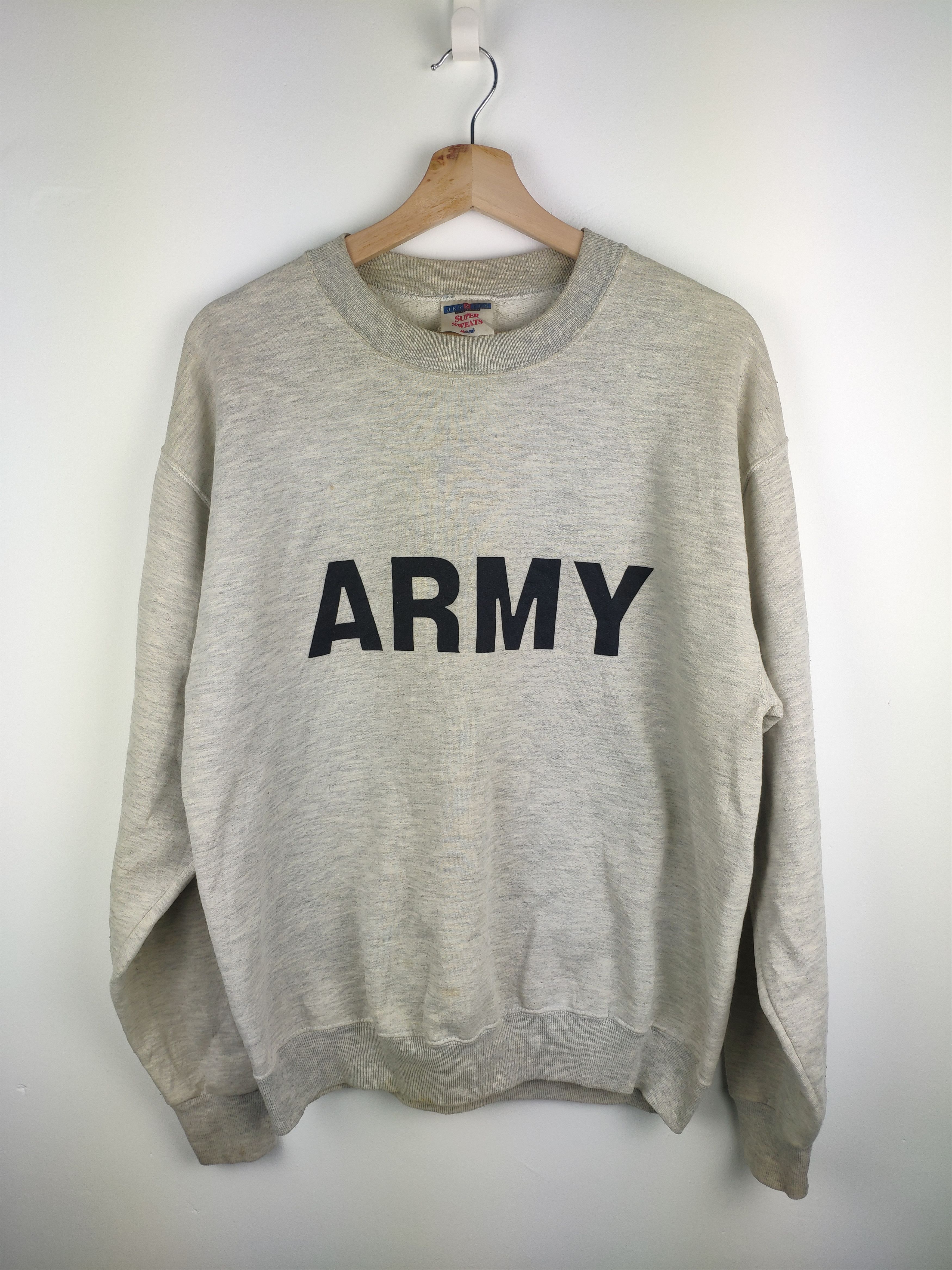 Jerzees × Vintage Vintage Jerzees Sweatshirt Army Crewneck Size US M / EU 48-50 / 2 - 1 Thumbnail