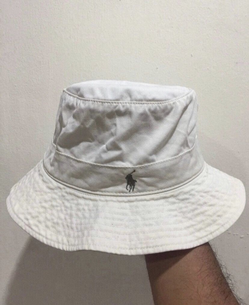 Vintage VTG Polo RL White Bucket Hat Size ONE SIZE - 1 Thumbnail