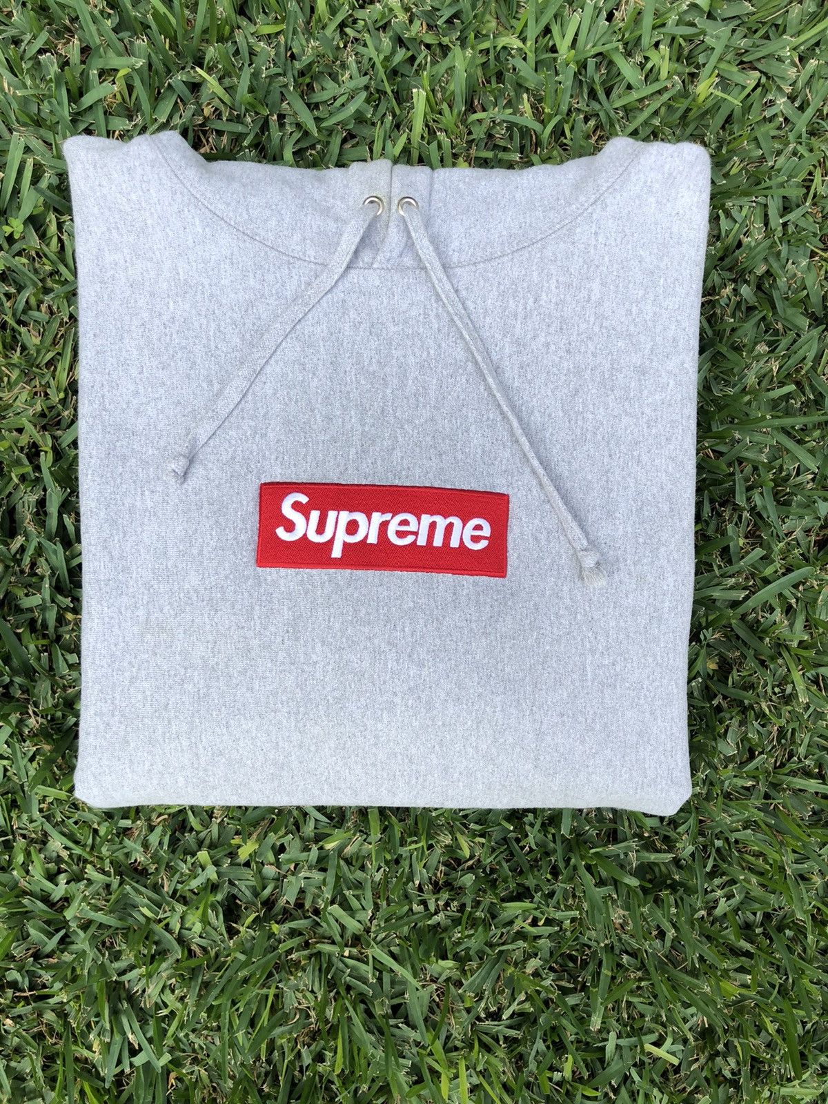 image of Supreme Box Logo Hoodie in Grey, Men's (Size Large)