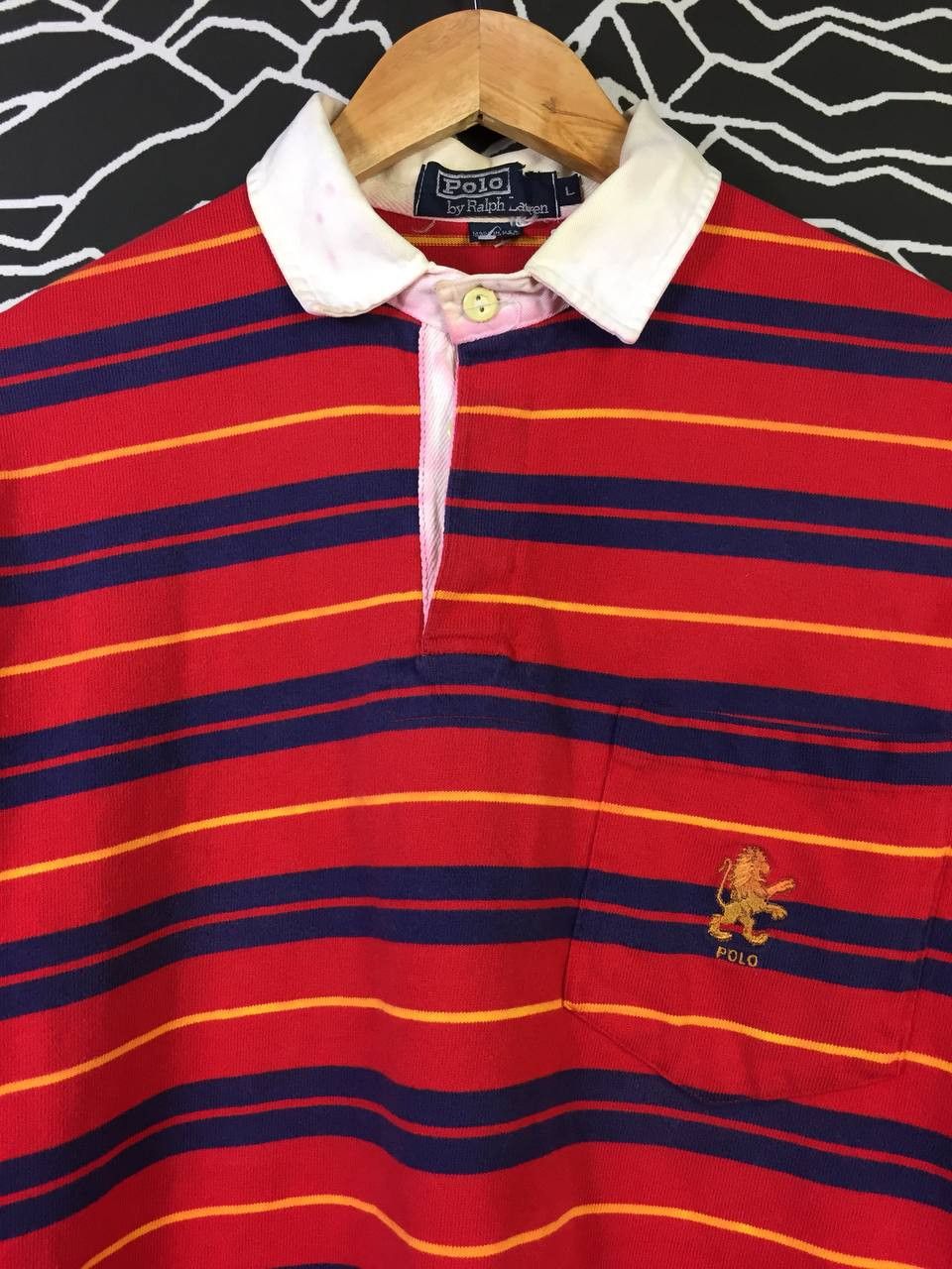 Polo Ralph Lauren Vtg 90s Polo Ralph Lauren Lion Logo Rugby Polo Tee Size US L / EU 52-54 / 3 - 3 Thumbnail
