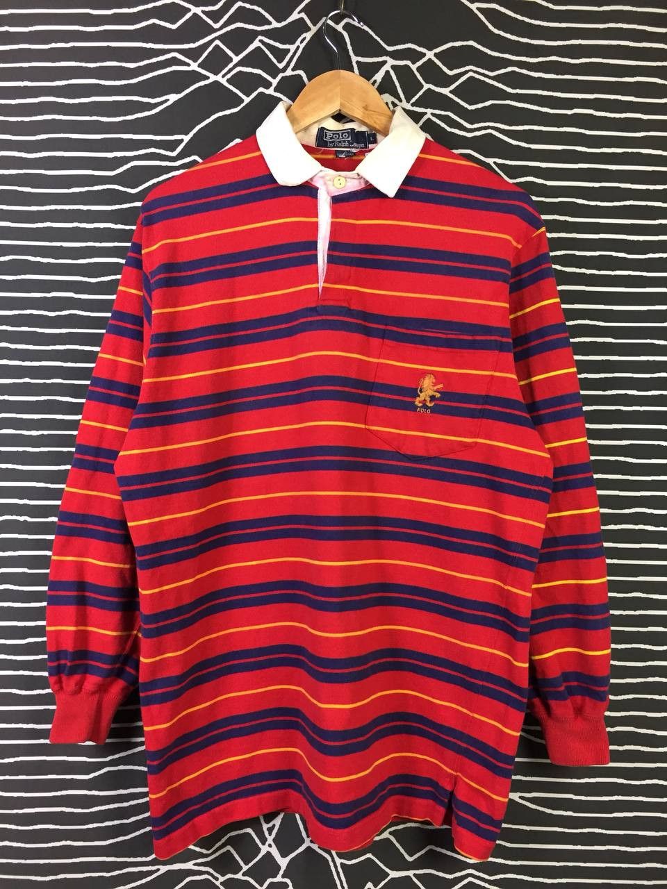 Polo Ralph Lauren Vtg 90s Polo Ralph Lauren Lion Logo Rugby Polo Tee Size US L / EU 52-54 / 3 - 2 Thumbnail