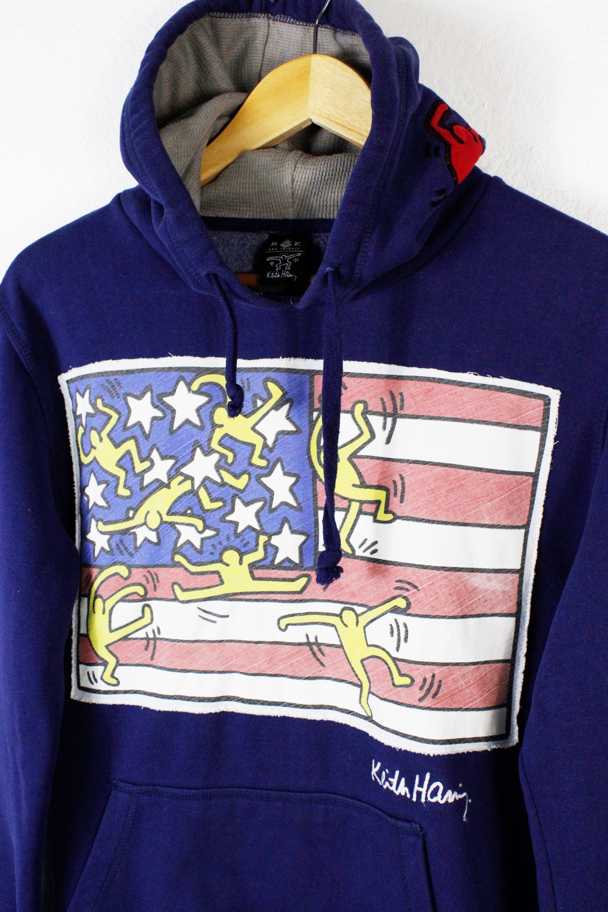Keith Haring × Vintage Vintage Keith Haring Art Tribute BK Applique USA Flag Hoodie Size US M / EU 48-50 / 2 - 2 Thumbnail