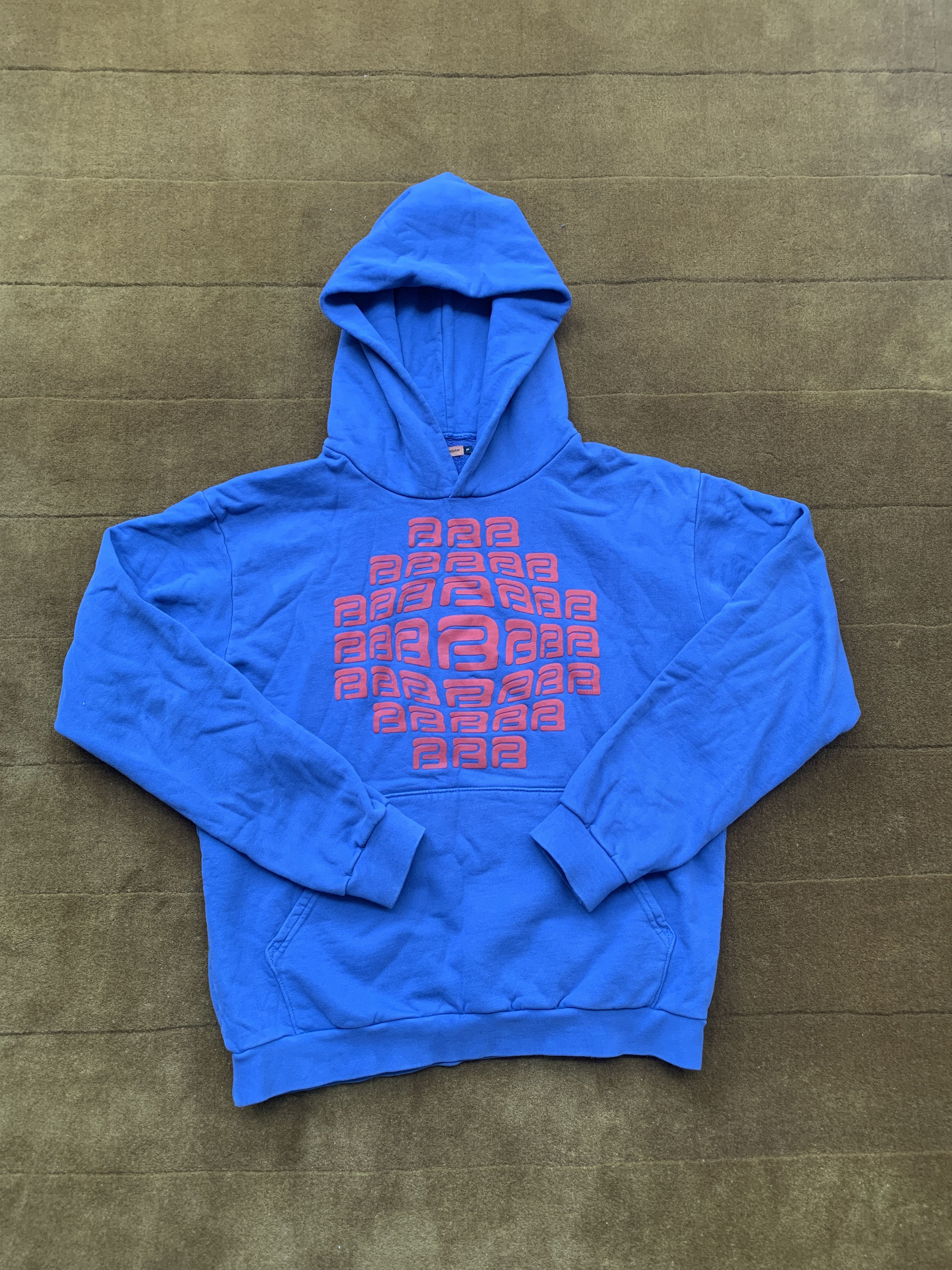 image of Barragan Fisheye Monogram Hoodie In Blue, Men's (Size Large)