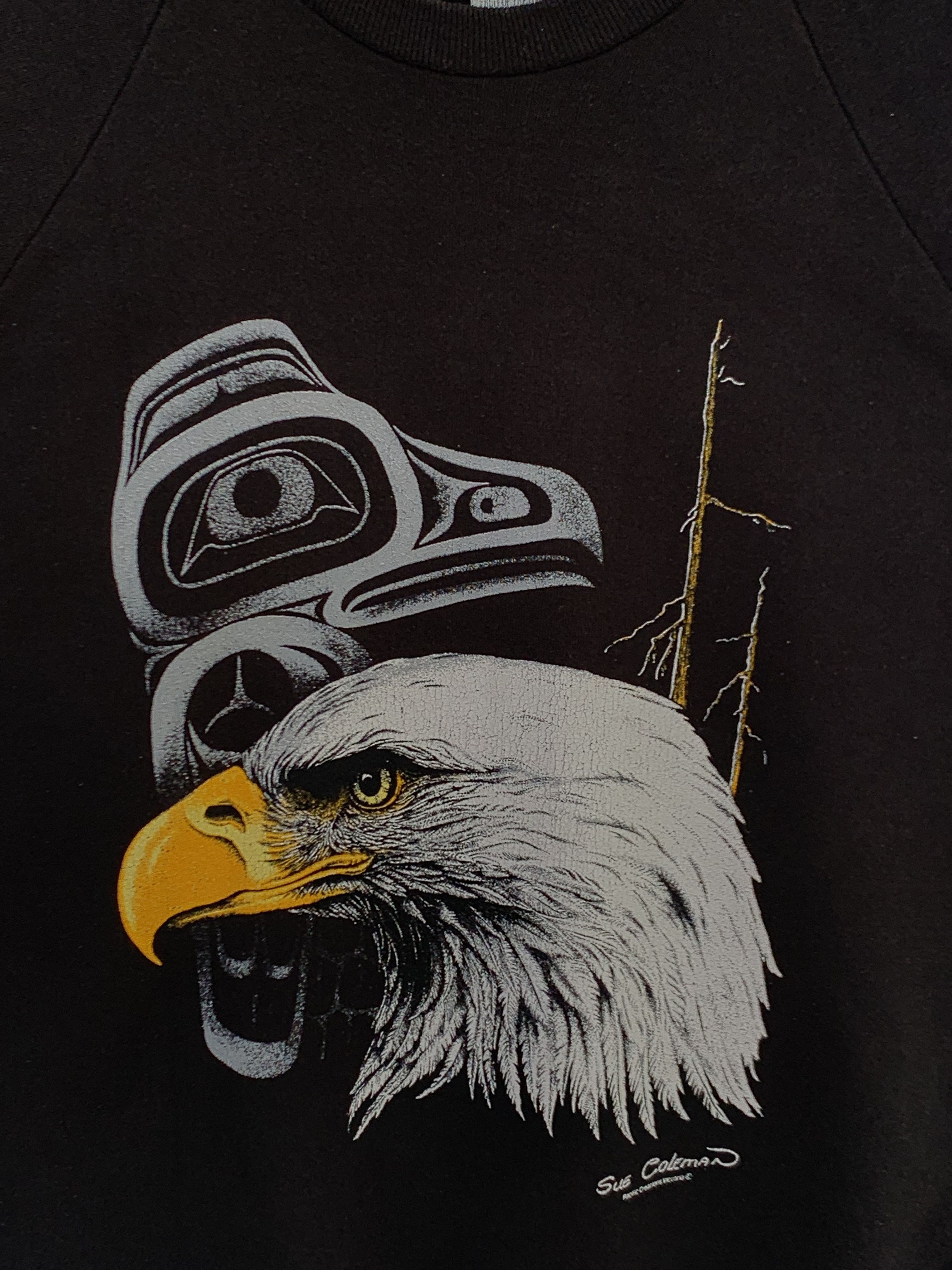 Fruit Of The Loom Vintage 90s Sue Coleman Eagles Paiting Sweatshirts Size US XL / EU 56 / 4 - 3 Thumbnail