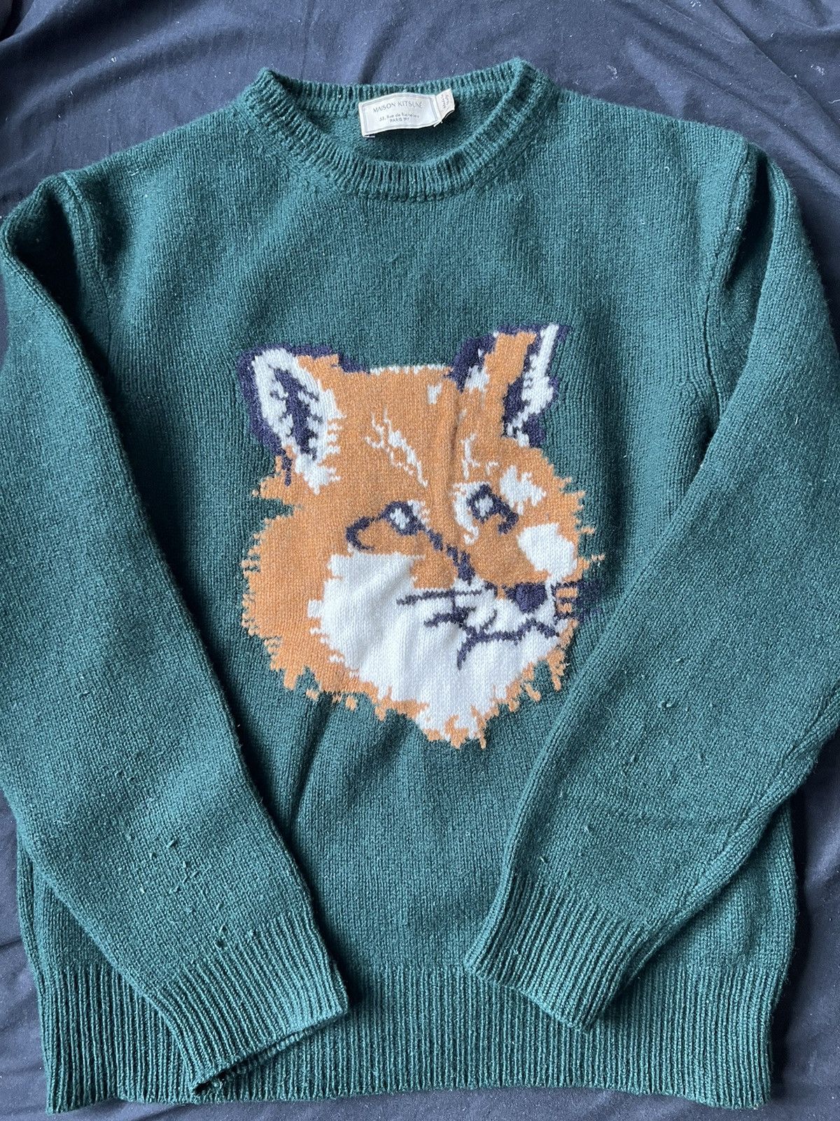 Maison Kitsune Maison Kitsune Green Lambswool Sweater Small Size US S / EU 44-46 / 1 - 1 Thumbnail