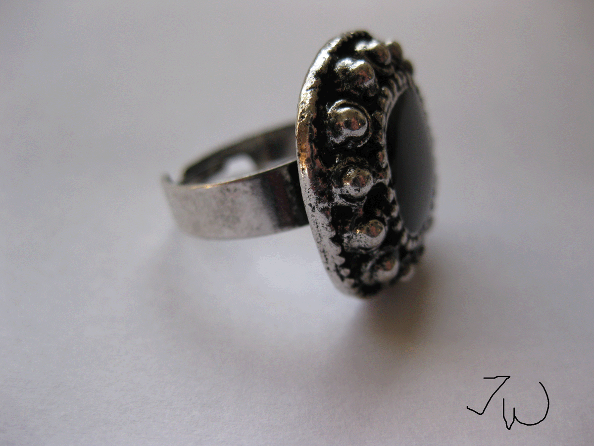 Jewelry Black CZ Tibetan Silver Adjustable Ring Size ONE SIZE - 4 Thumbnail