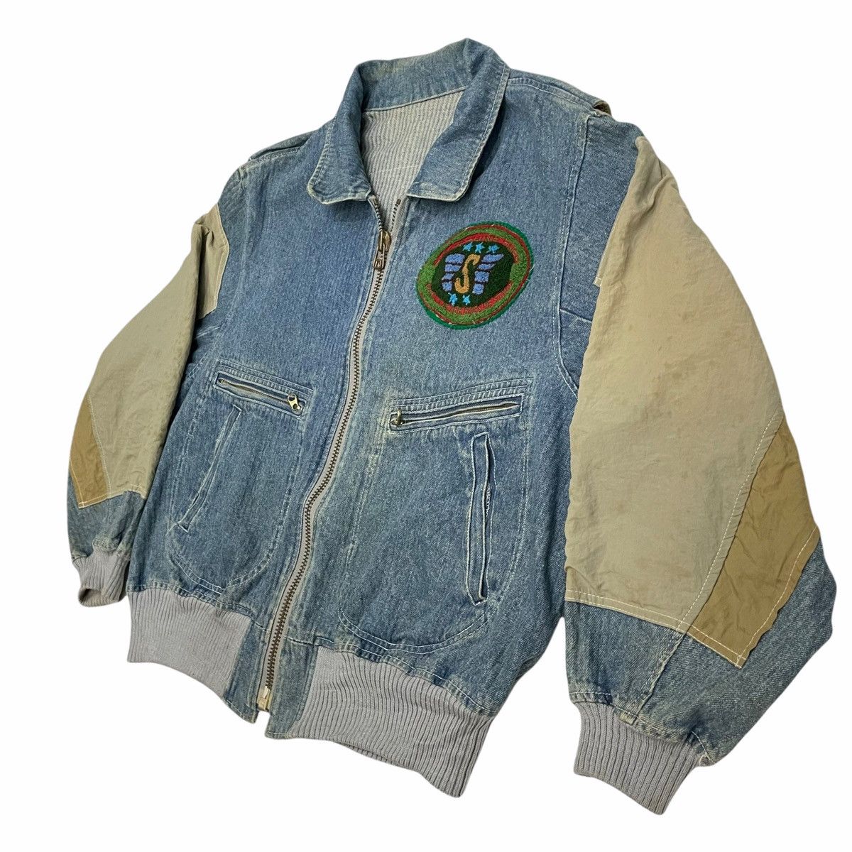 Japanese Brand RARE 💥80s Edwin Something Bomber Denim Jacket Size US L / EU 52-54 / 3 - 5 Thumbnail