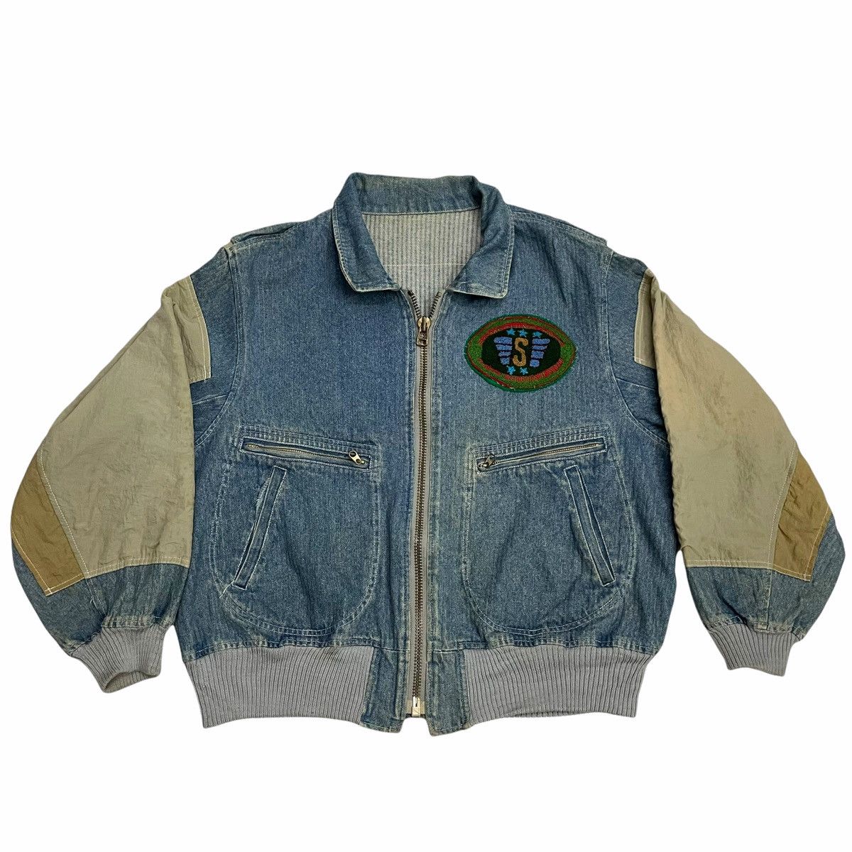 Japanese Brand RARE 💥80s Edwin Something Bomber Denim Jacket Size US L / EU 52-54 / 3 - 2 Thumbnail
