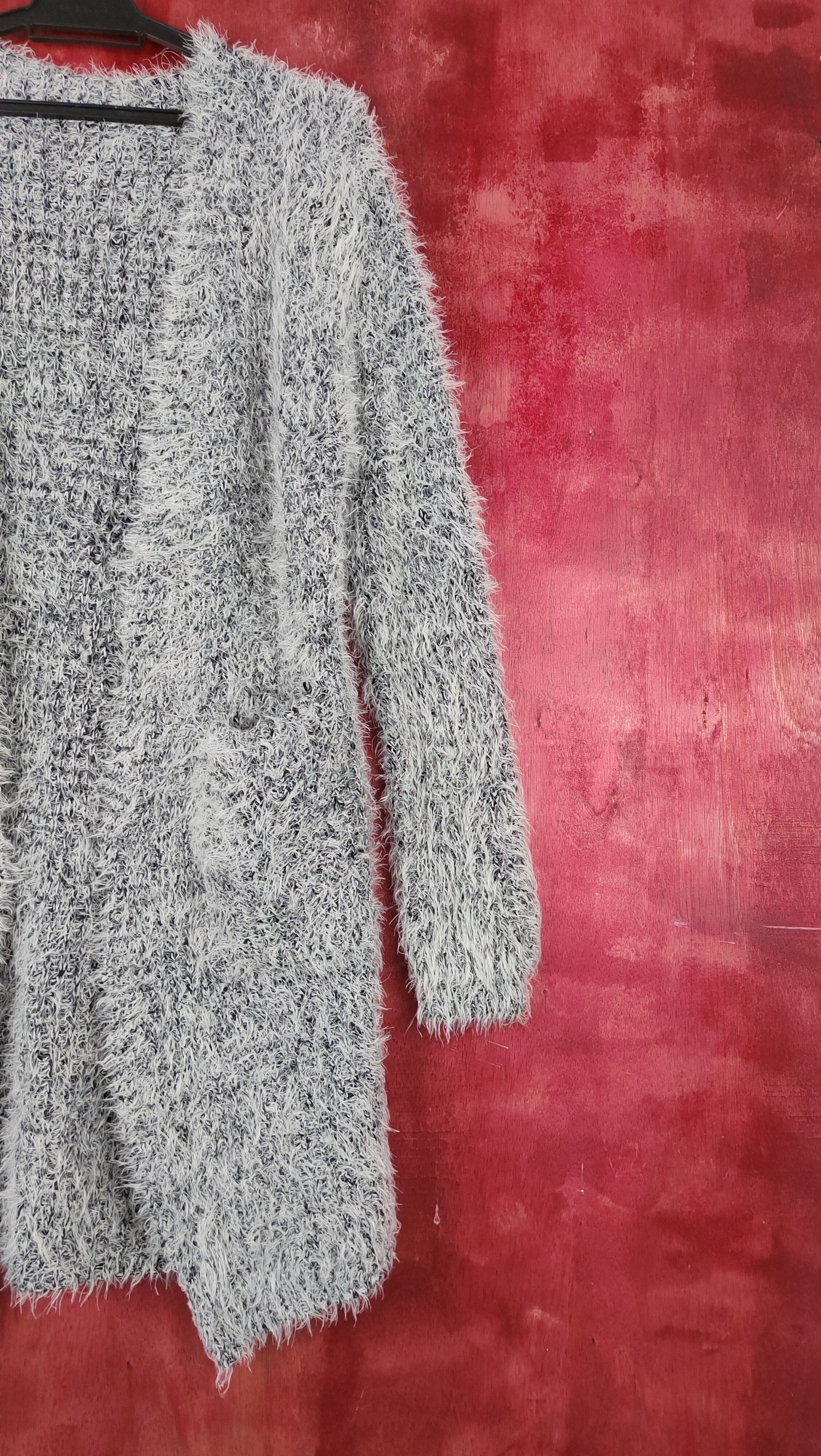 Homespun Knitwear Park Girl White/Black Shag Shaggy Fur Mohair Knitwear #S806 Size XL / US 12-14 / IT 48-50 - 5 Thumbnail