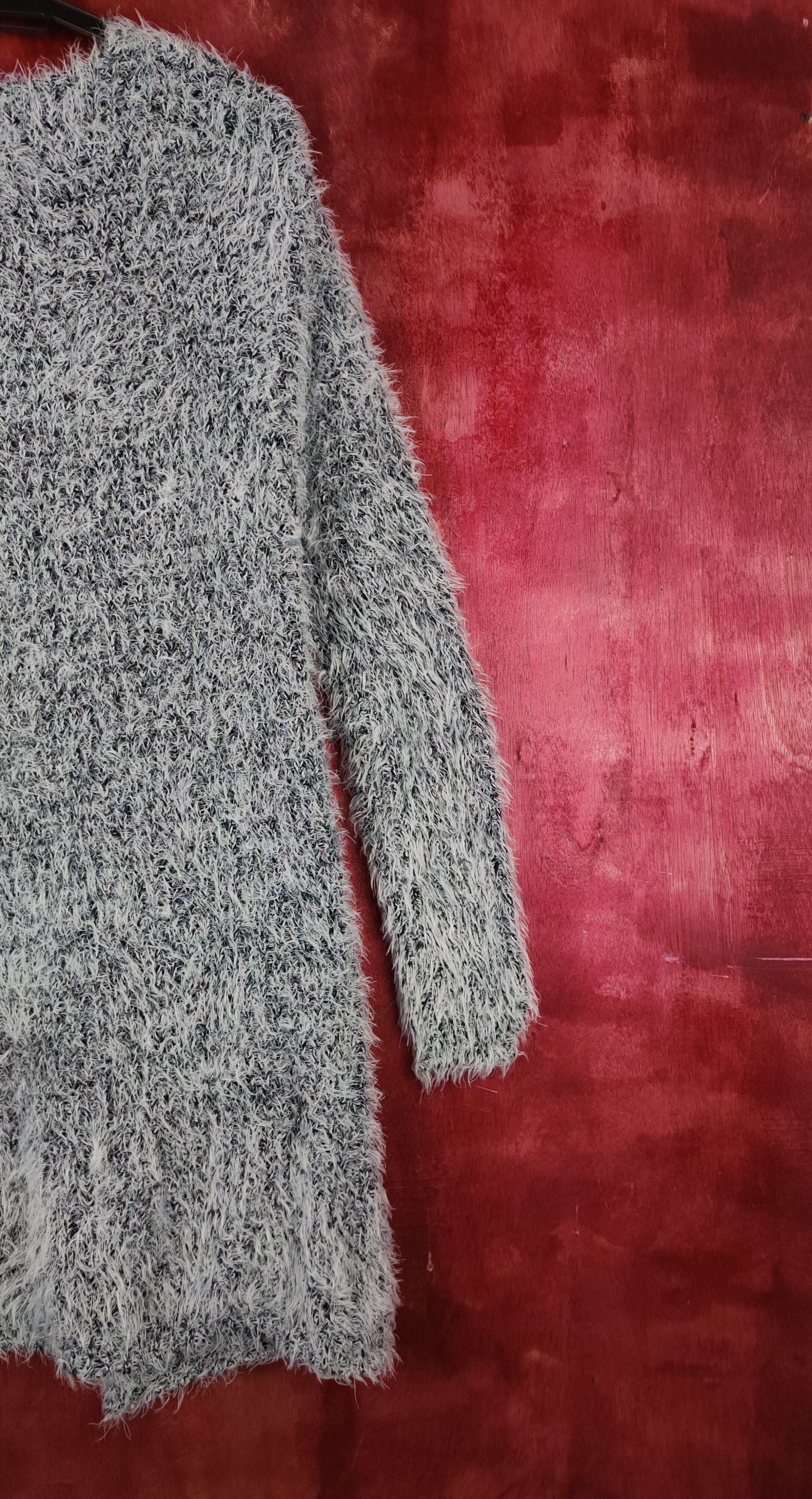 Homespun Knitwear Park Girl White/Black Shag Shaggy Fur Mohair Knitwear #S806 Size XL / US 12-14 / IT 48-50 - 9 Thumbnail
