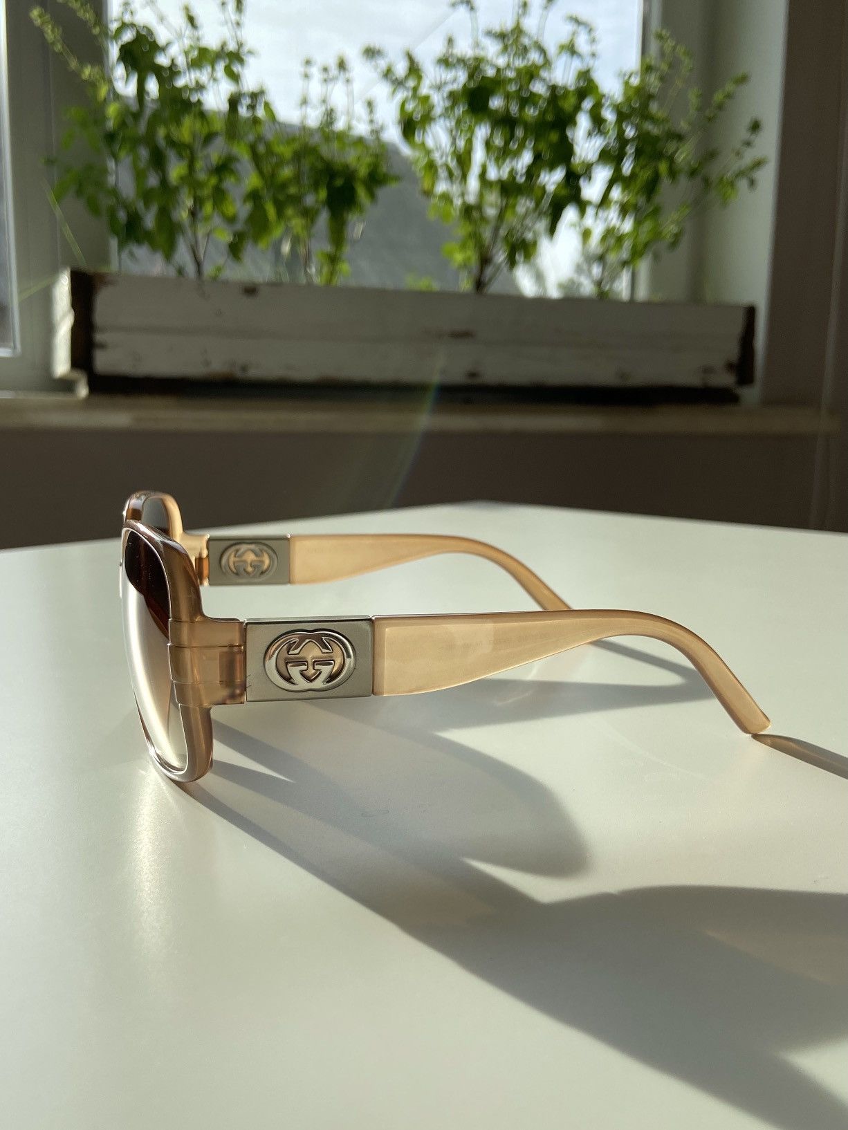 Gucci × Vintage Y2K SQUARE BIG LOGO OLIVE SUNGLASSES Size ONE SIZE - 3 Thumbnail