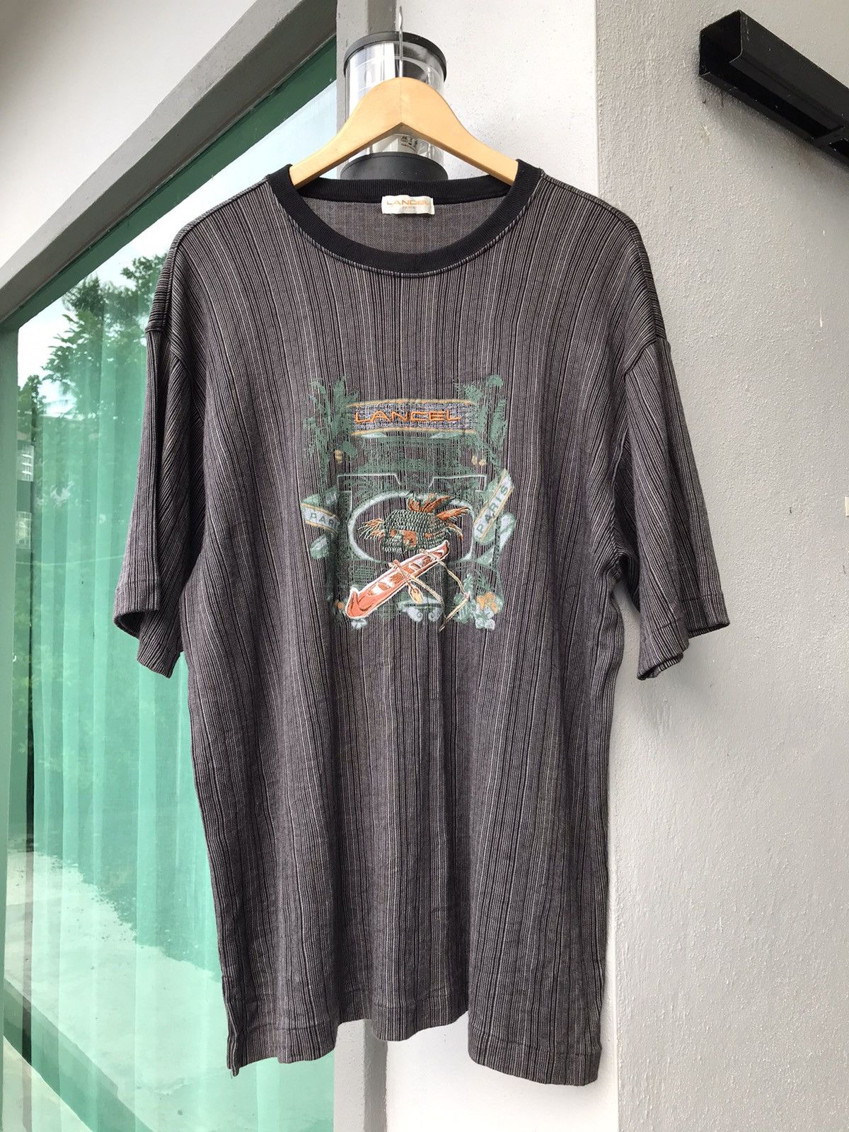 image of Lancel Embroidered Tshirt Made In Japan in Grey, Men's (Size XL)