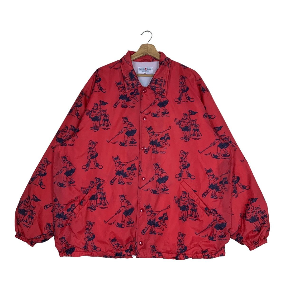 Vintage VINTAGE CAPTAIN SANTA FULLPRINT WINDBREAKER JACKET IN RED Size US L / EU 52-54 / 3 - 1 Thumbnail