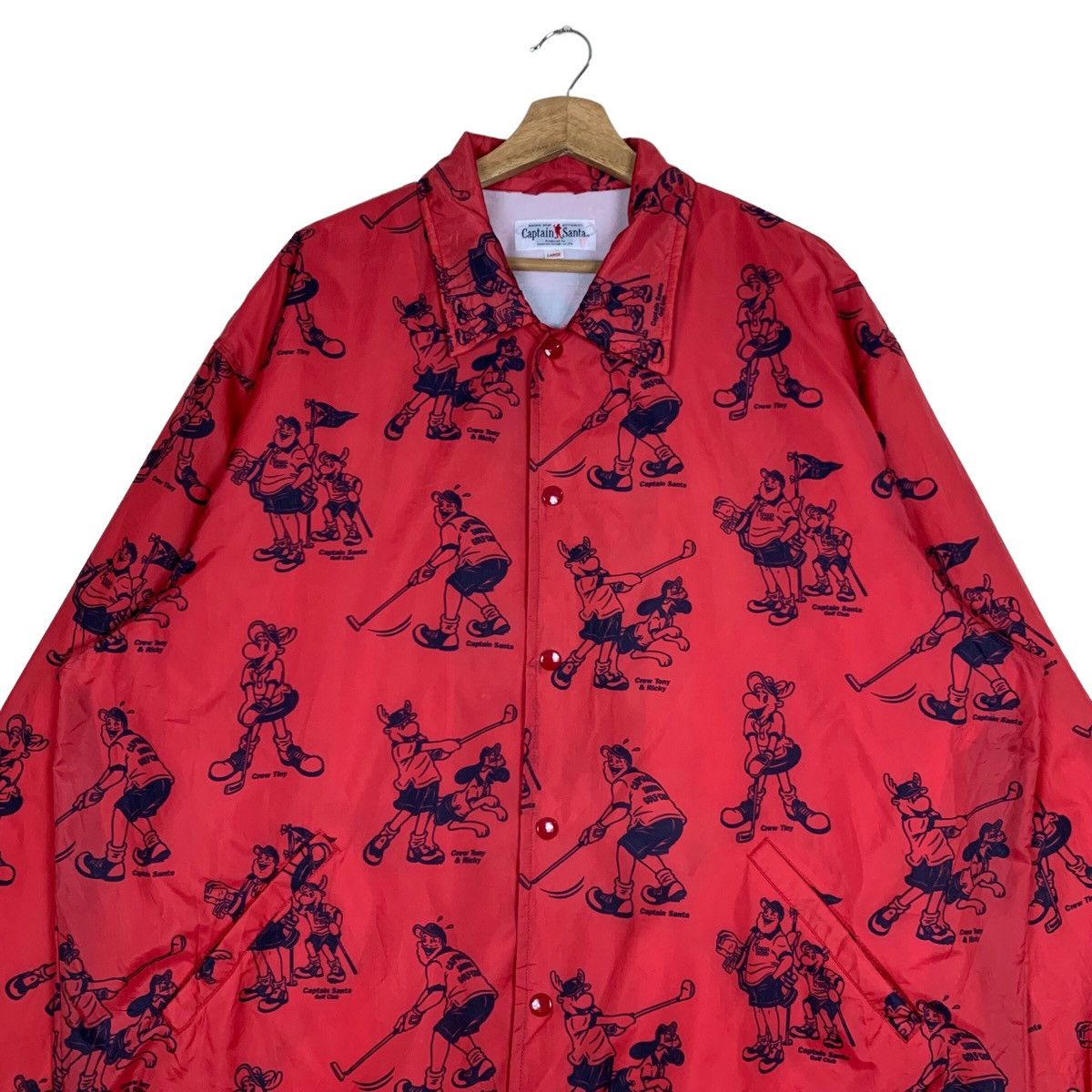 Vintage VINTAGE CAPTAIN SANTA FULLPRINT WINDBREAKER JACKET IN RED Size US L / EU 52-54 / 3 - 2 Thumbnail