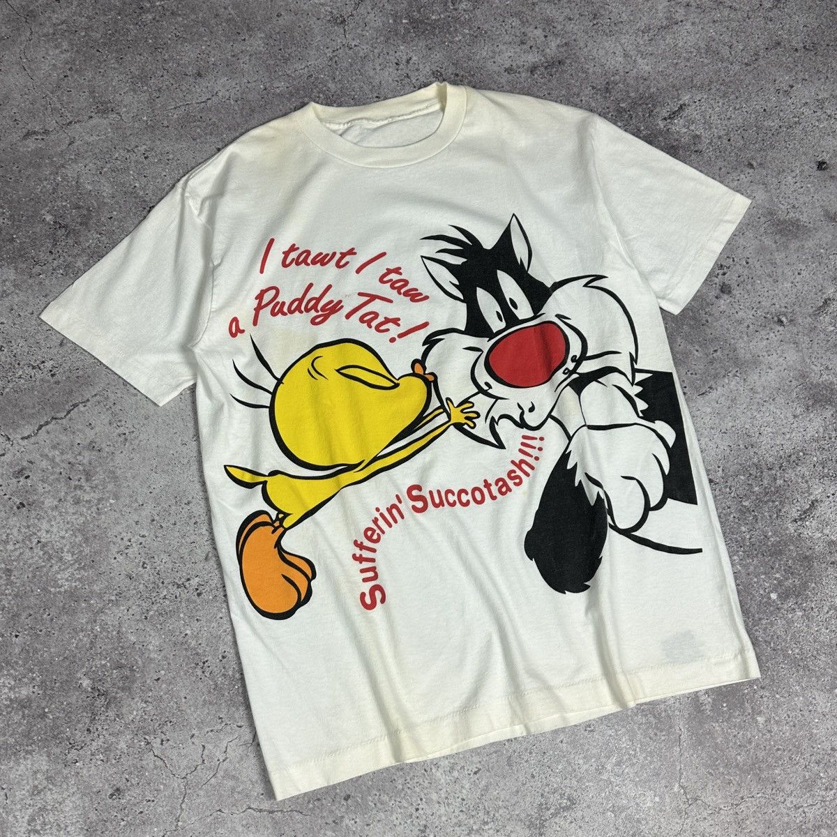 Vintage Vintage 90s Looney Tunes Sylvester Tweety Warner Bros tee Size US L / EU 52-54 / 3 - 3 Thumbnail