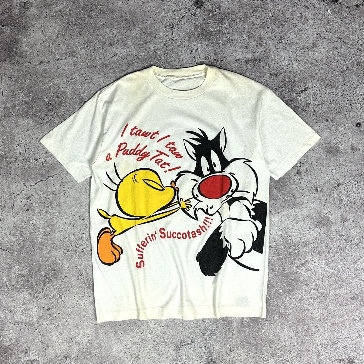 Vintage Vintage 90s Looney Tunes Sylvester Tweety Warner Bros tee Size US L / EU 52-54 / 3 - 1 Thumbnail