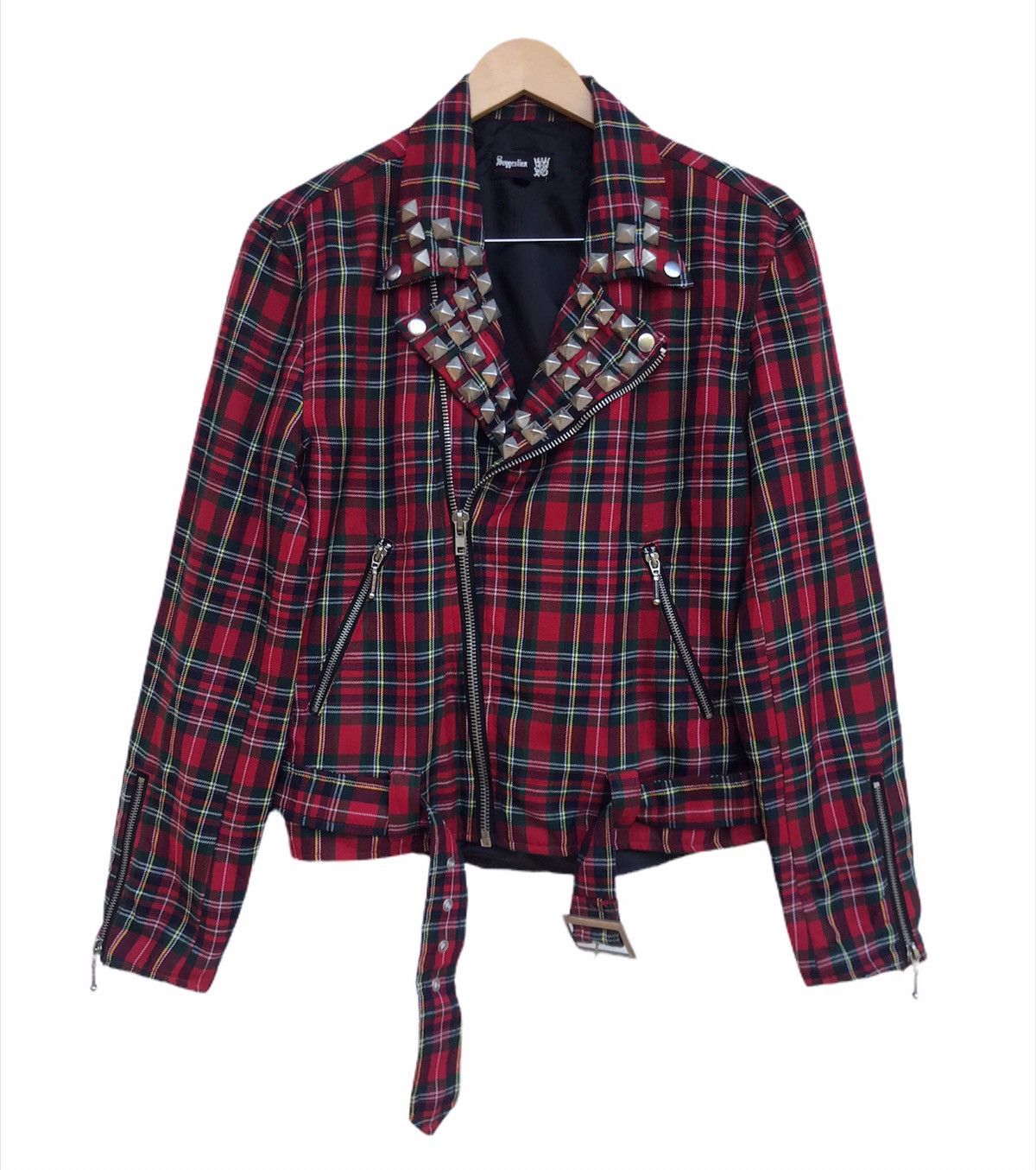 image of Seditionaries Checkered Punk Design Bondage Jacket, Men's (Size Small)