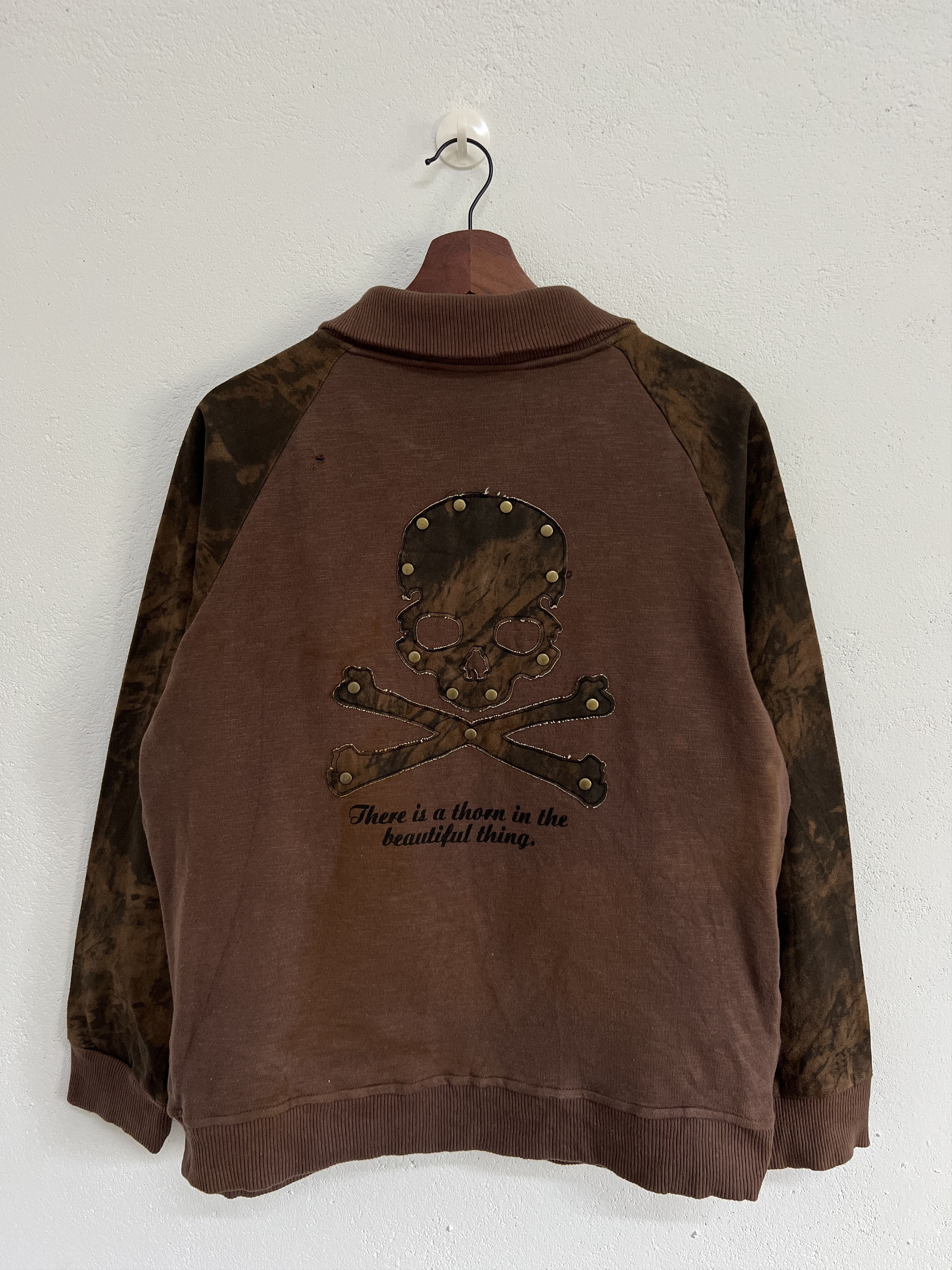 Vintage Dangerous warning skulls sun faded sweater