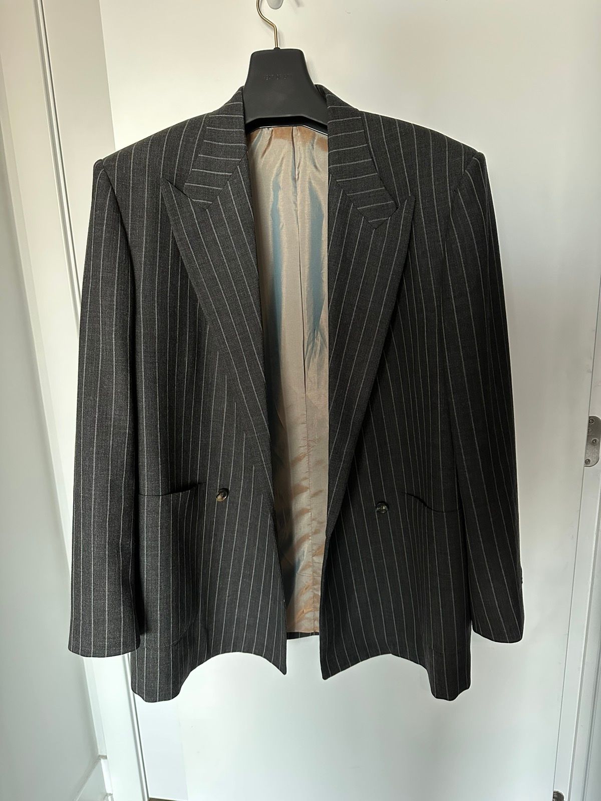 Pre-owned Fear Of God 7th Collection Gray Pinstripe Blazer In Grey