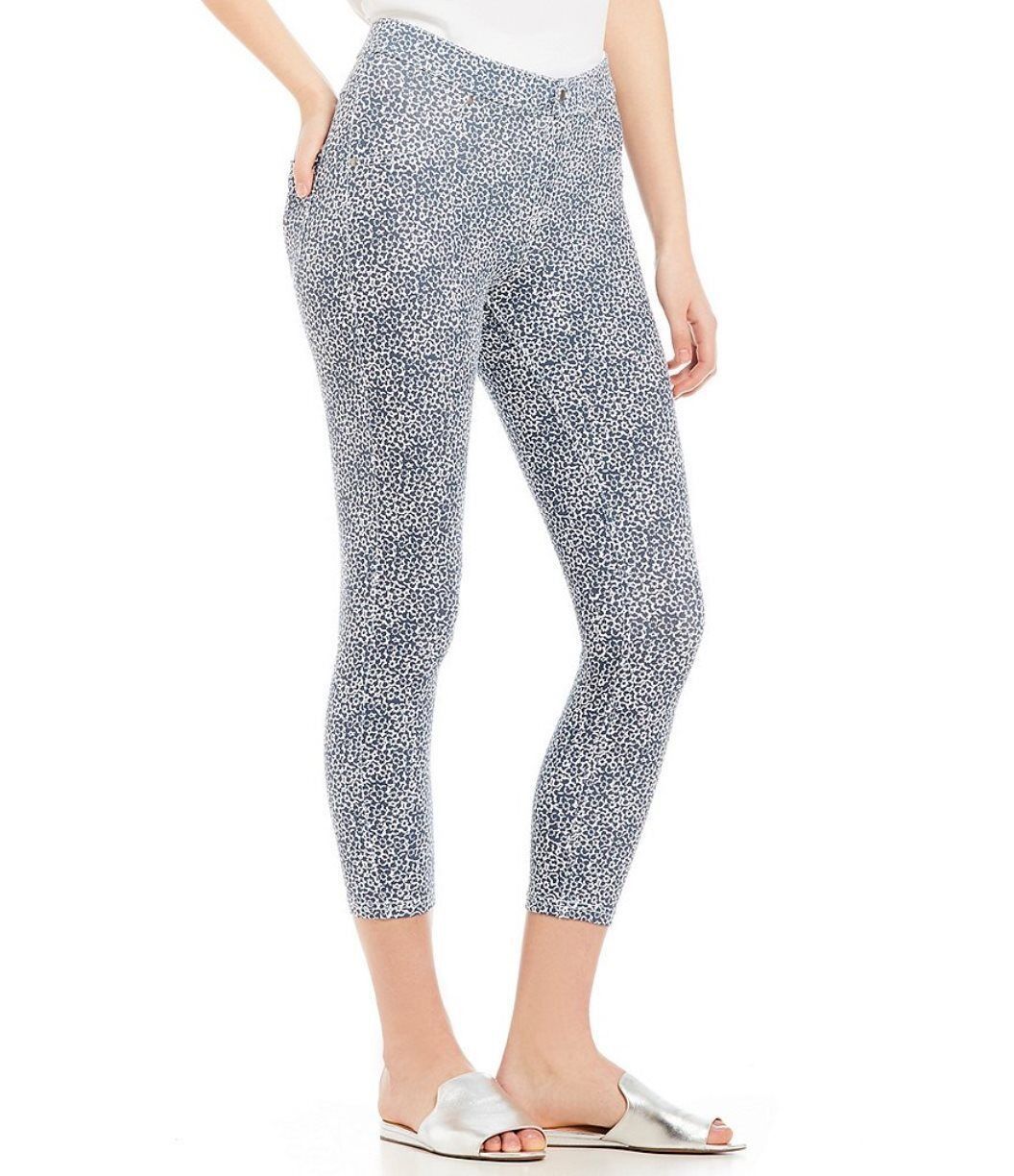 HUE U19773 Essential Denim Capri Leggings DITSY FLORAL Blue
