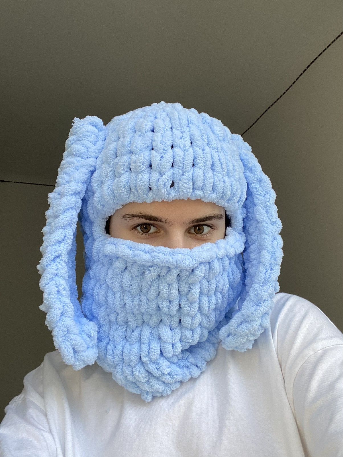 Handmade × Japanese Brand Handmade Knitted Balaclava Ski Mask Bunny Rabbit Style Size ONE SIZE - 2 Thumbnail