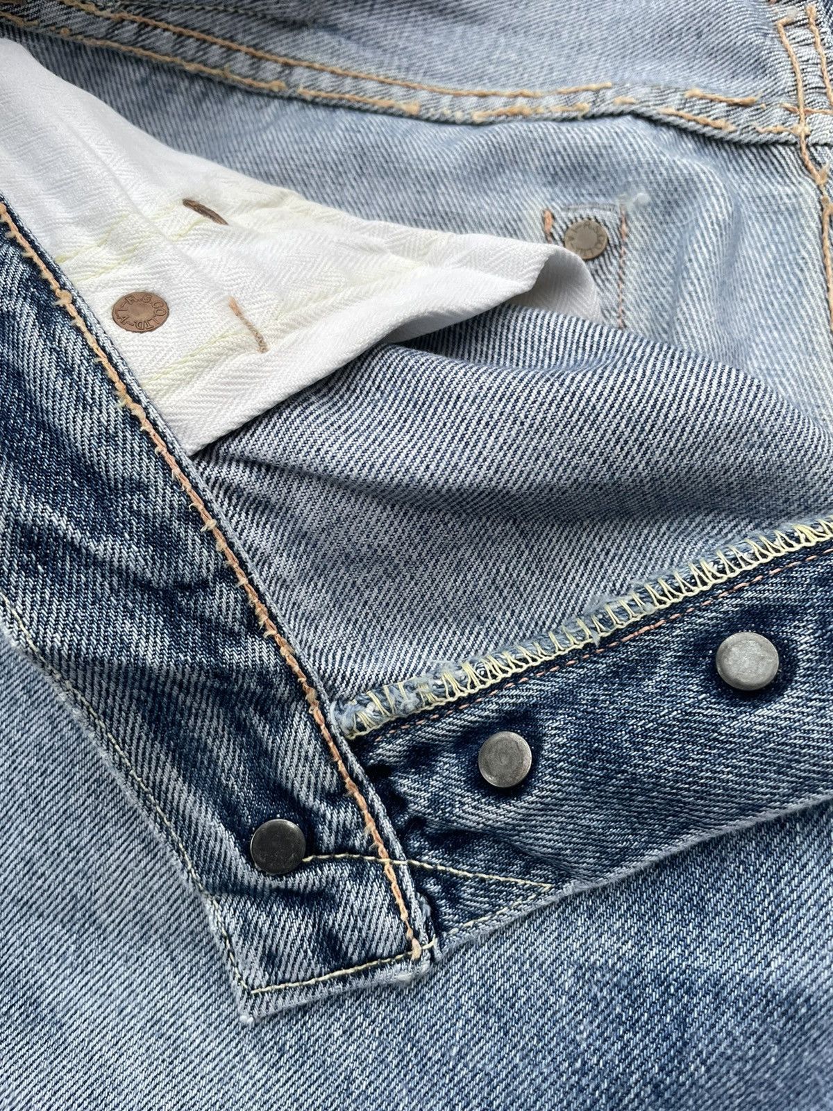 Japanese Brand Vintage Rising Sun Selvedge Aging Faded Distressed Denim Size US 32 / EU 48 - 14 Thumbnail