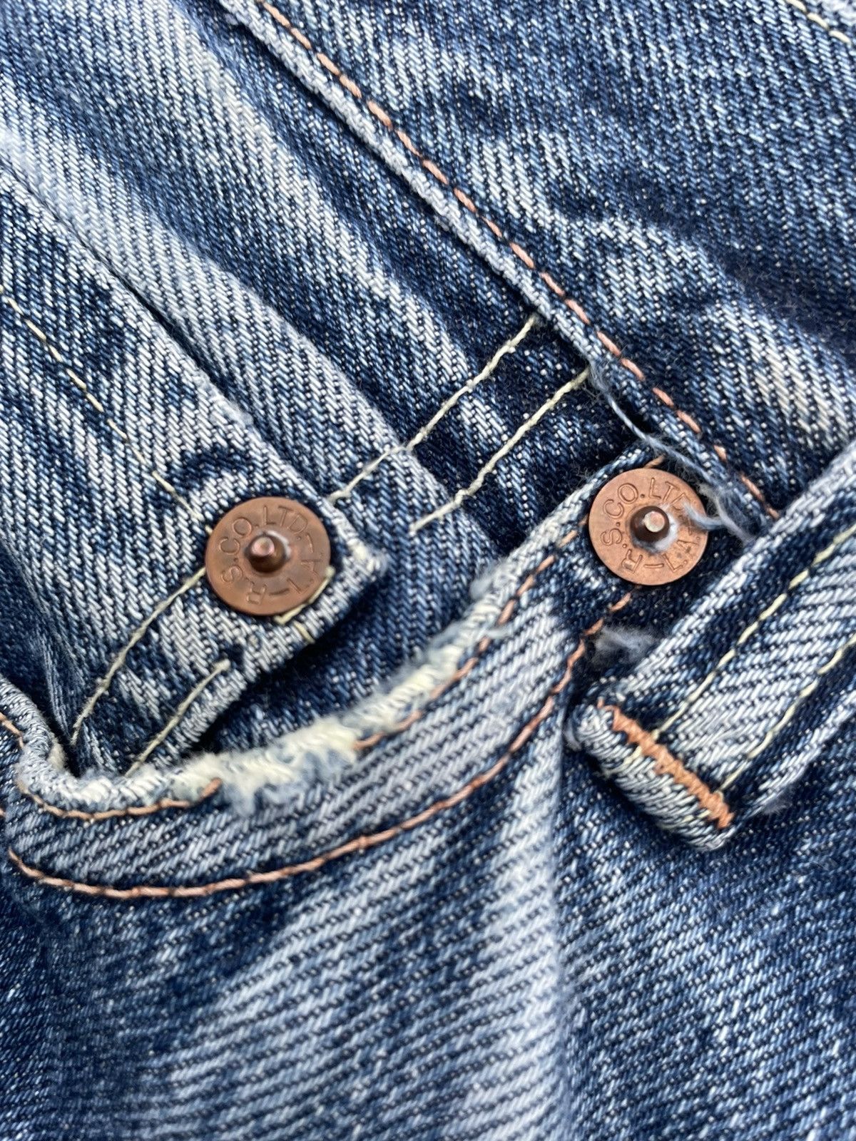Japanese Brand Vintage Rising Sun Selvedge Aging Faded Distressed Denim Size US 32 / EU 48 - 16 Thumbnail