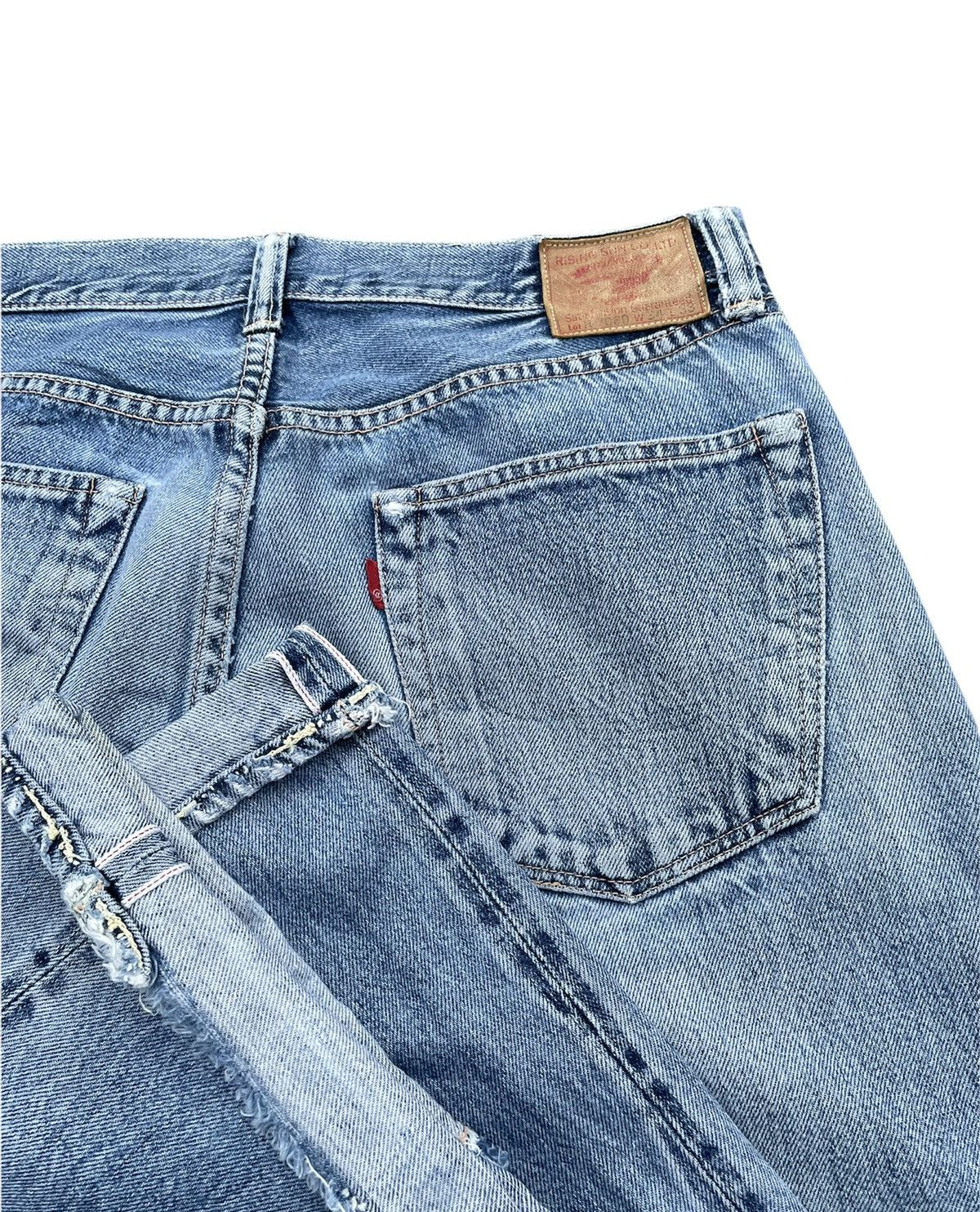 Japanese Brand Vintage Rising Sun Selvedge Aging Faded Distressed Denim Size US 32 / EU 48 - 2 Thumbnail