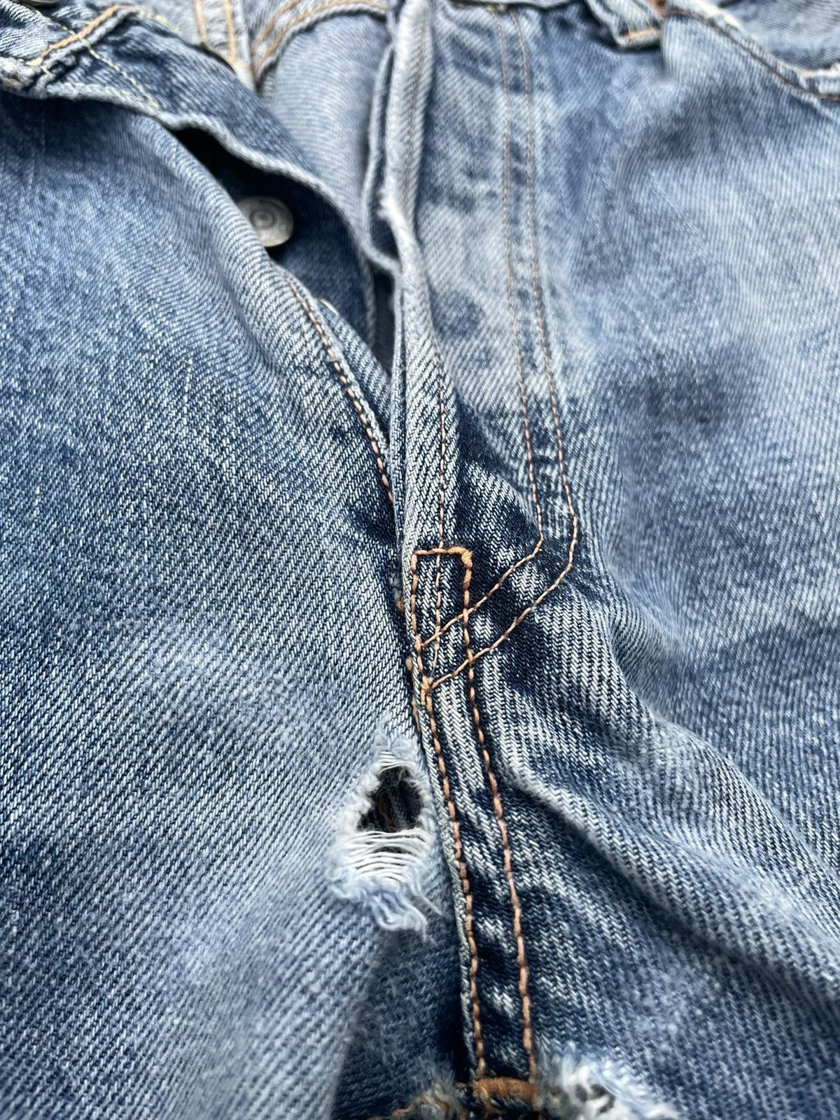 Japanese Brand Vintage Rising Sun Selvedge Aging Faded Distressed Denim Size US 32 / EU 48 - 19 Thumbnail