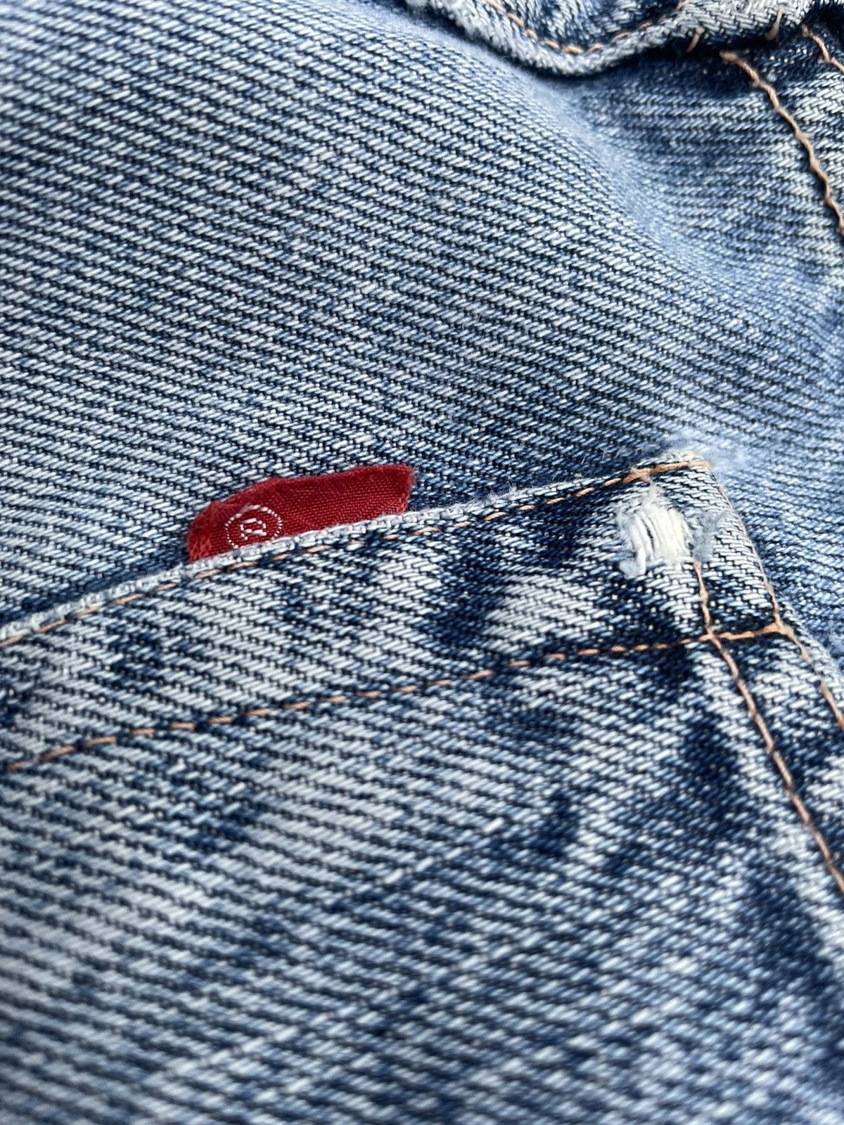Japanese Brand Vintage Rising Sun Selvedge Aging Faded Distressed Denim Size US 32 / EU 48 - 13 Thumbnail