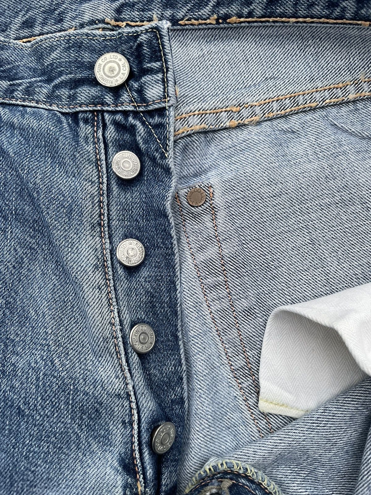 Japanese Brand Vintage Rising Sun Selvedge Aging Faded Distressed Denim Size US 32 / EU 48 - 18 Thumbnail