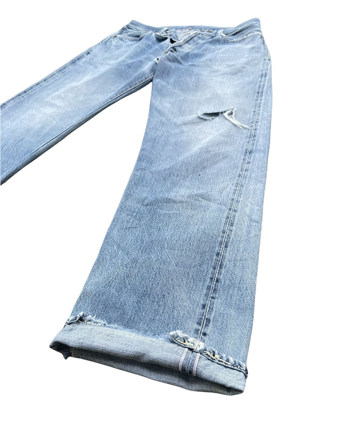 Japanese Brand Vintage Rising Sun Selvedge Aging Faded Distressed Denim Size US 32 / EU 48 - 4 Thumbnail